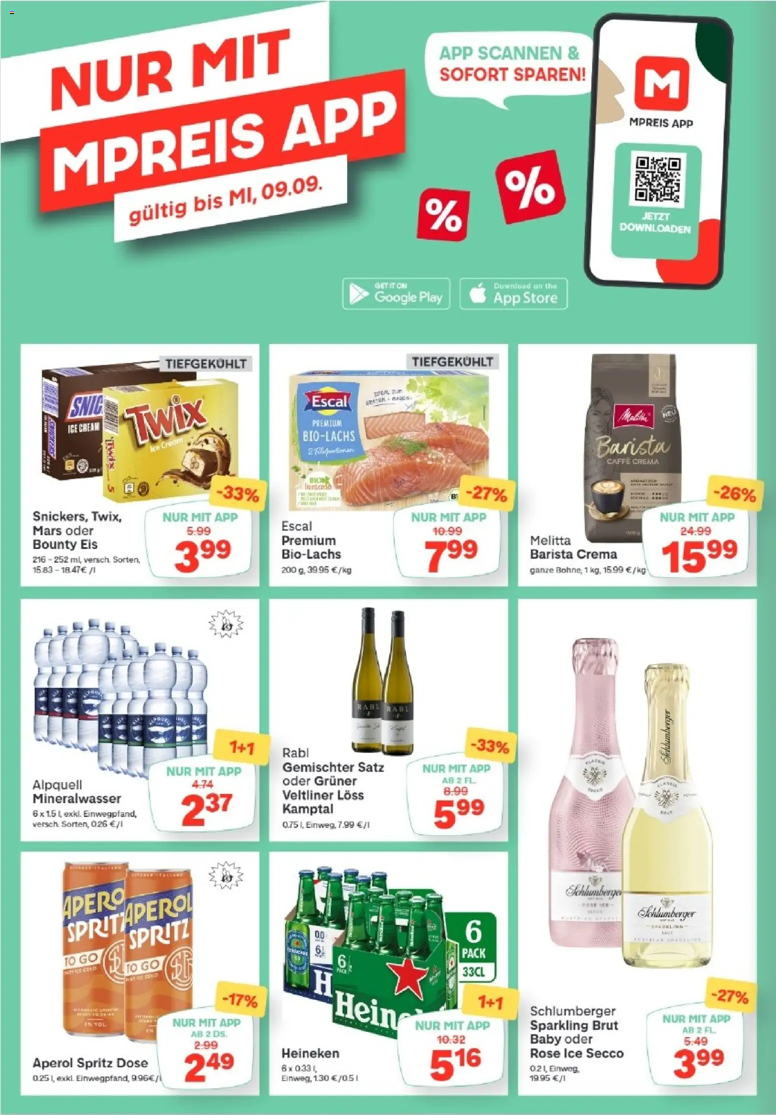 MPREIS Lenzing gültig ab 27.08.2026 | Seite: 14 | Produkte: Eis, Aperol, Mineralwasser