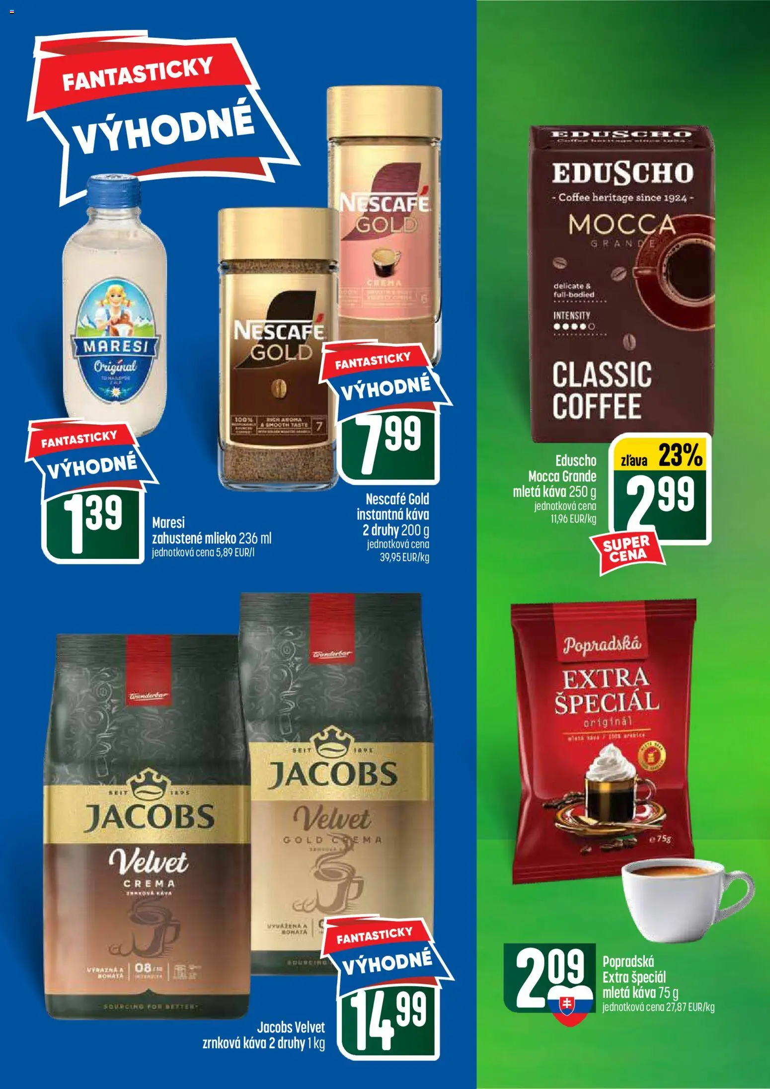 Nové COOP Jednota akcie – leták je platný od 02.07.2026 | Strana: 38 | Produkty: Jacobs Velvet, Káva, Nescafé Gold, Zrnková káva
