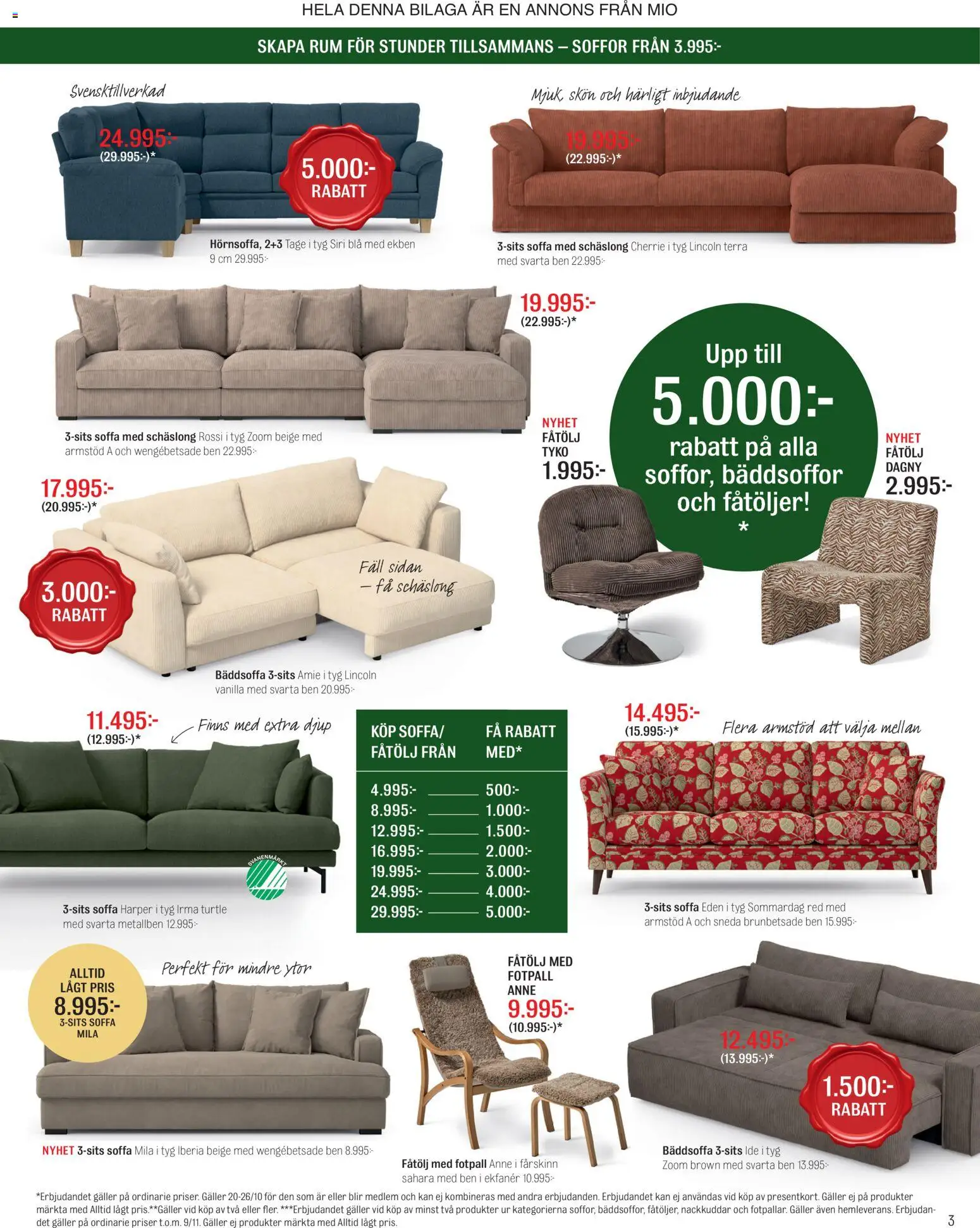 Mio reklamblad aktuell från 20/10/2026 | Sida: 3 | Produkter: Ben, Galler, Soffa, Fåtölj