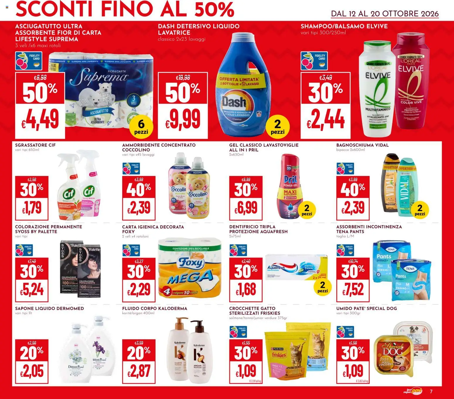 Volantino Pan del 12/10/2026 | Pagina: 7 | Prodotti: Ammorbidente, Crocchette, Lavastoviglie, Crocchette gatto