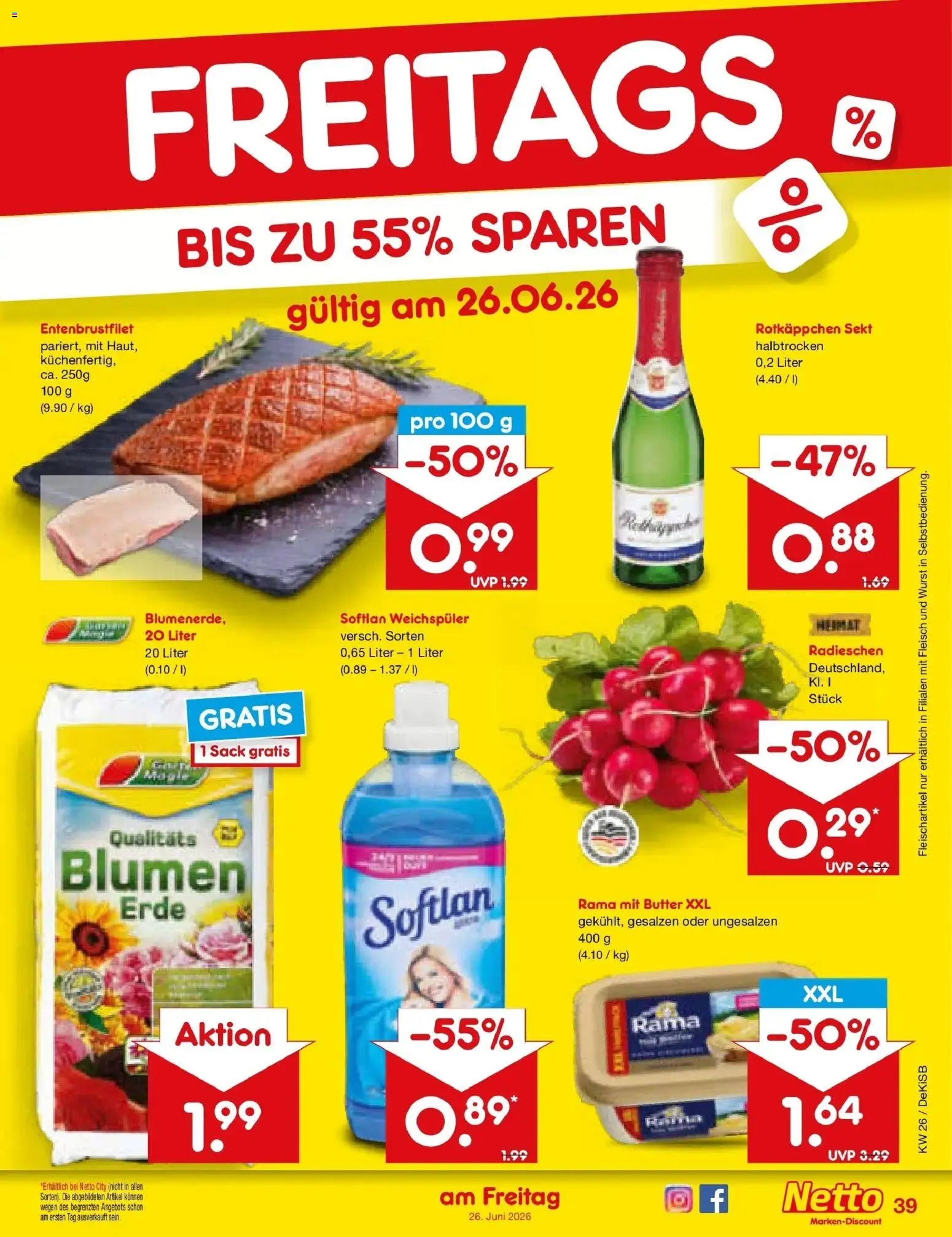 Netto Marken-Discount Prospekt Oberhaid – gültig ab 21.06.2026 | Seite: 51 | Produkte: Rotkappchen sekt, Rama, Sekt, Blumen