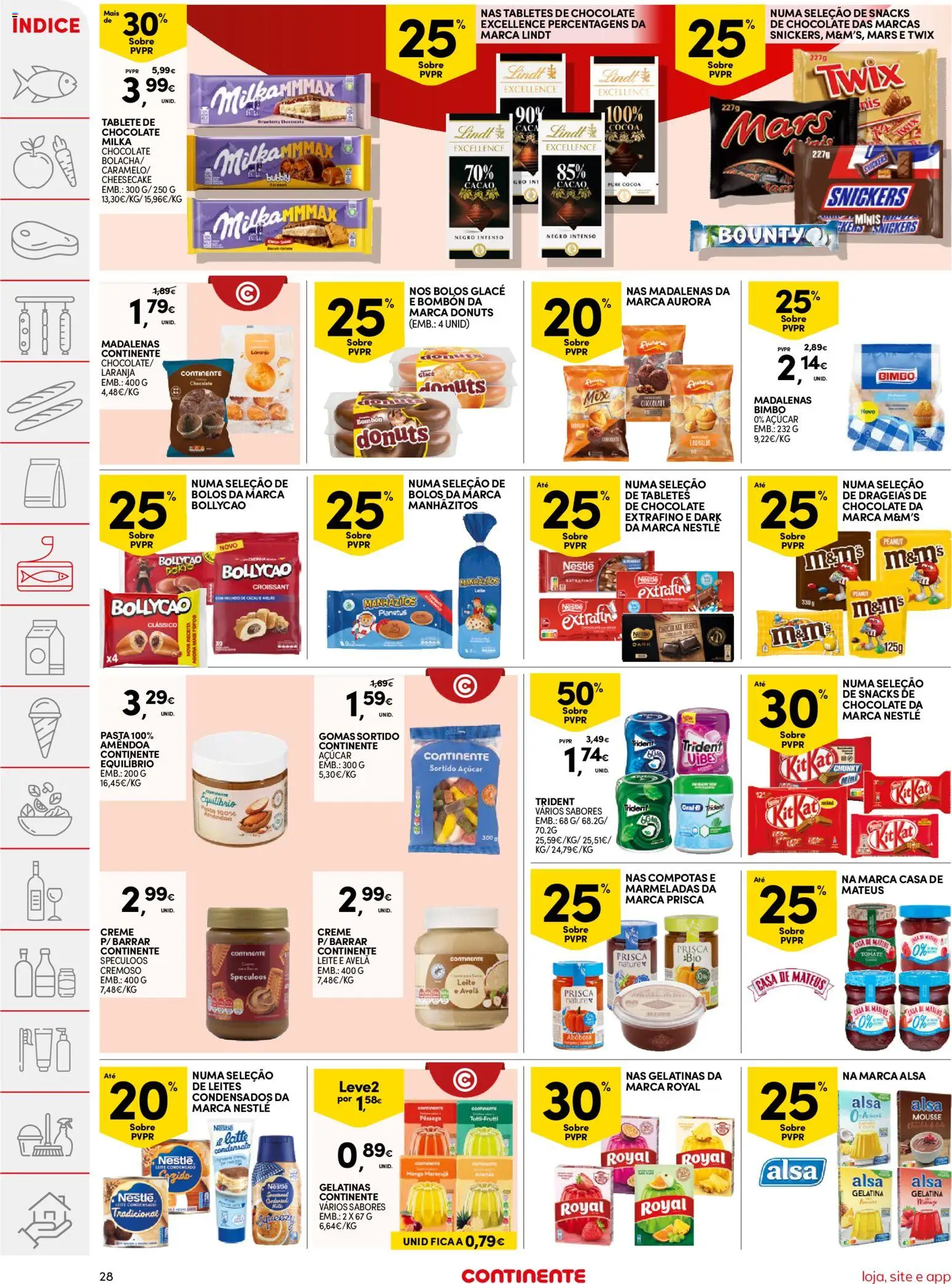 Continente folheto │ válido de 11/08/2026 | Página: 28 | Produtos: Lindt, Gelatina, Compotas, Abóbora