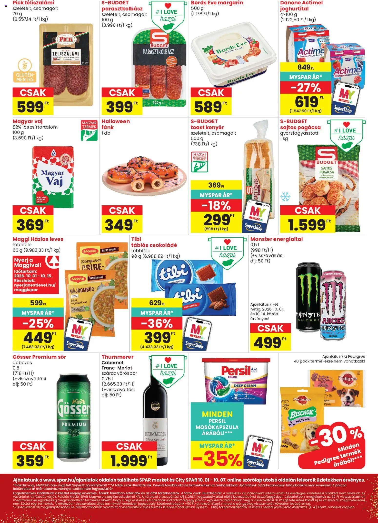 Spar akciós ujság - amely érvényes a következő dátumtól: 2026.10.01. | Oldal: 2 | Termékek: Pick, Pedigree, Csokoládé, Sör