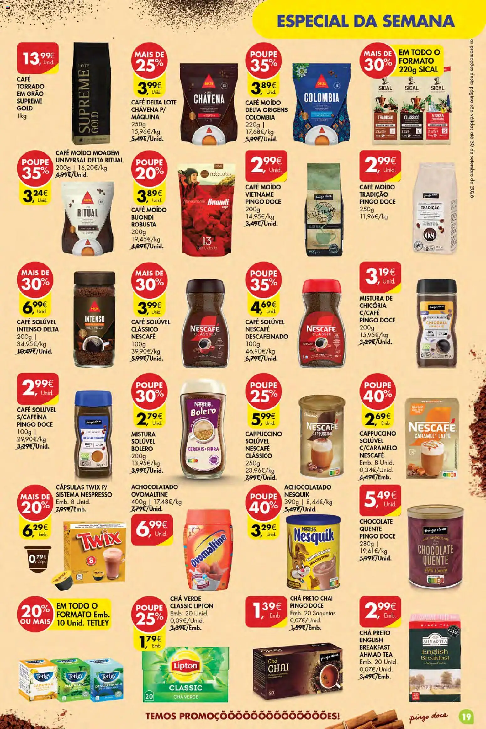 Pingo Doce Poupe Esta Semana Açores │ válido de 24/09/2026 | Página: 19 | Produtos: Chocolate quente, Cápsulas, Nespresso, Nestlé