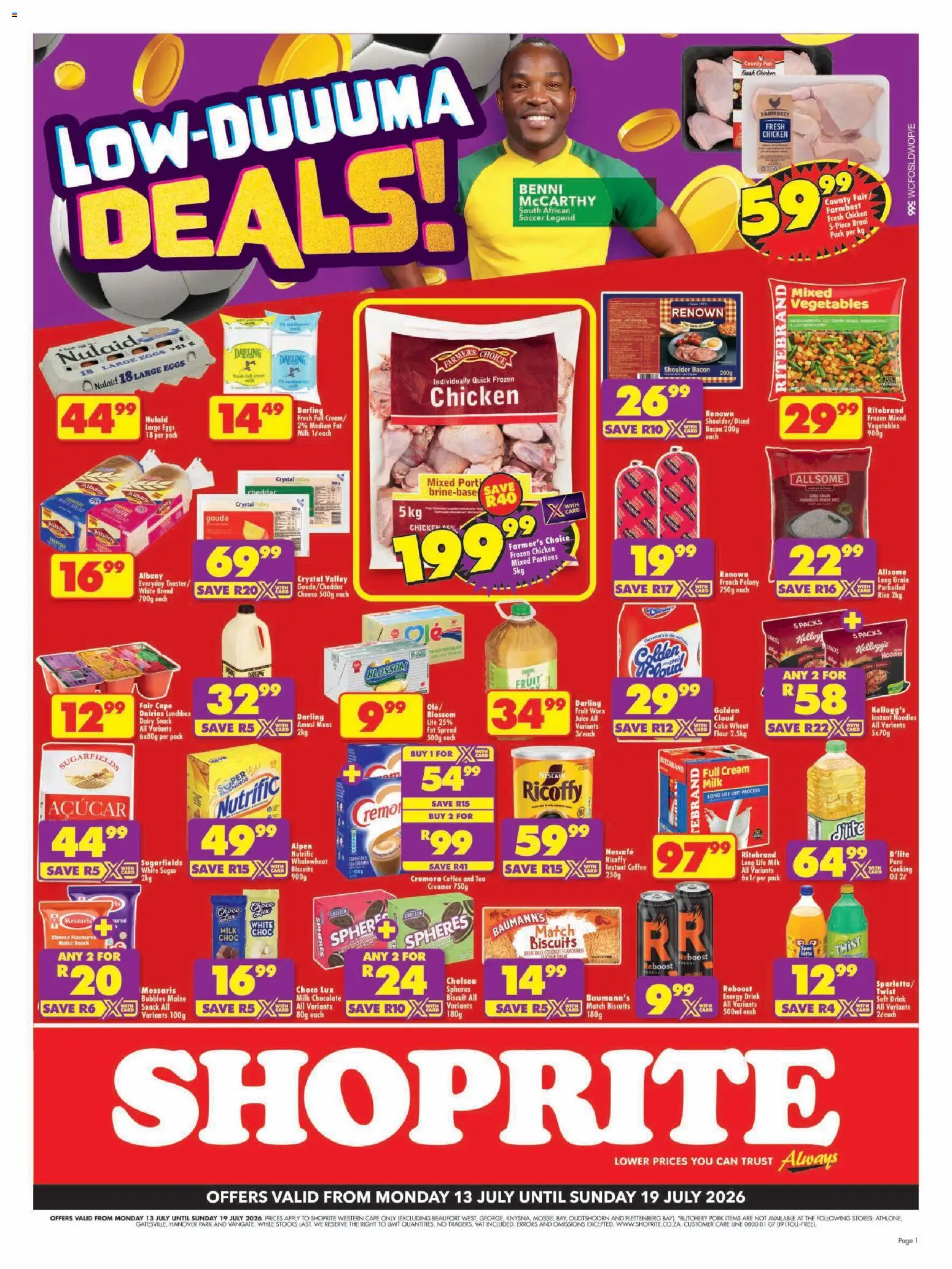 New Shoprite catalogue – valid from 13/07/2026 | Page: 1 | Products: Chicken, Vegetables, Fruit, Estuche organizador de viaje
