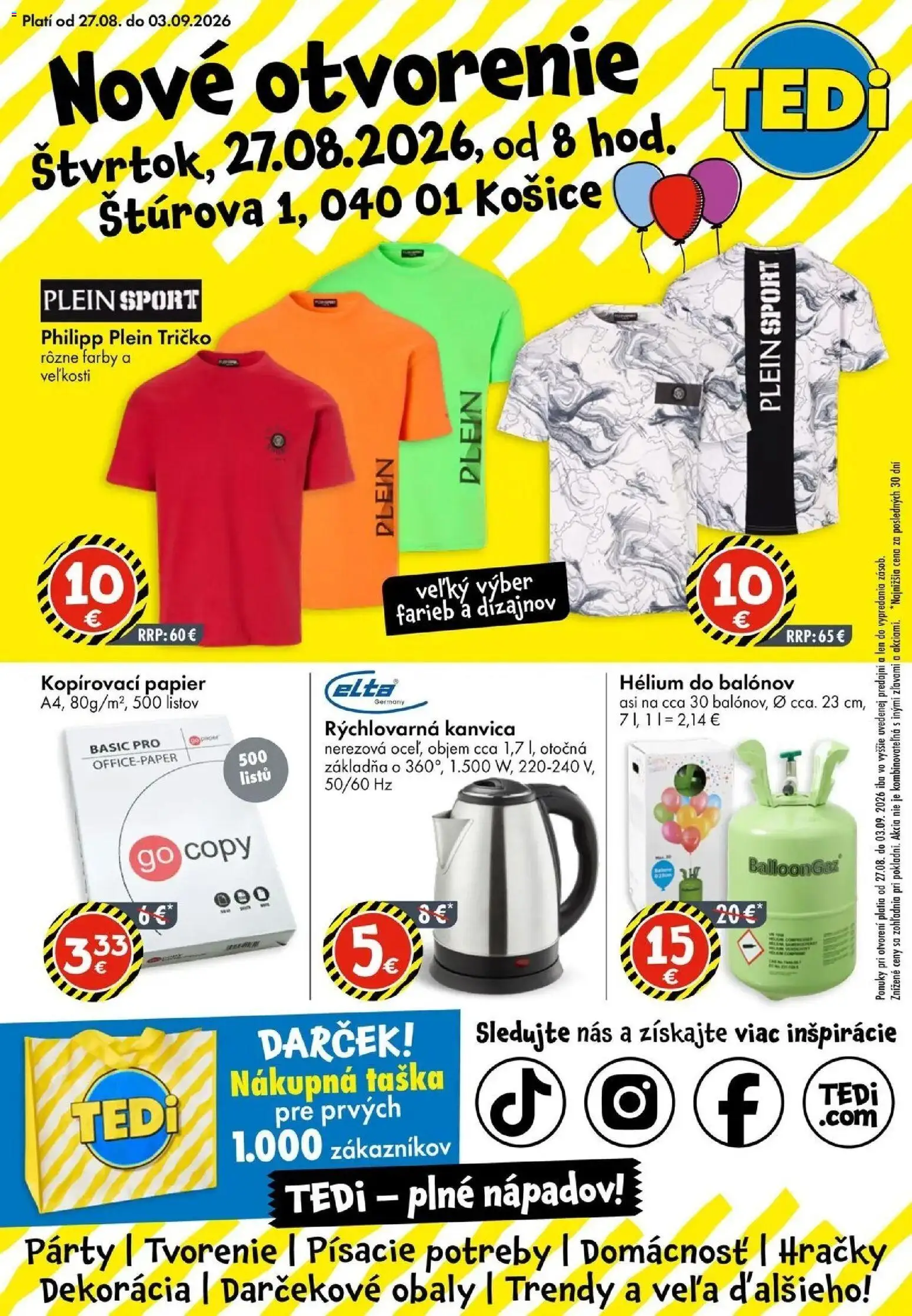 TEDi nové otvorenie - od 23.08.2026 → Aktuálna ponuka online | Strana: 1 | Produkty: Rýchlovarná kanvica, Kanvica, Tričko