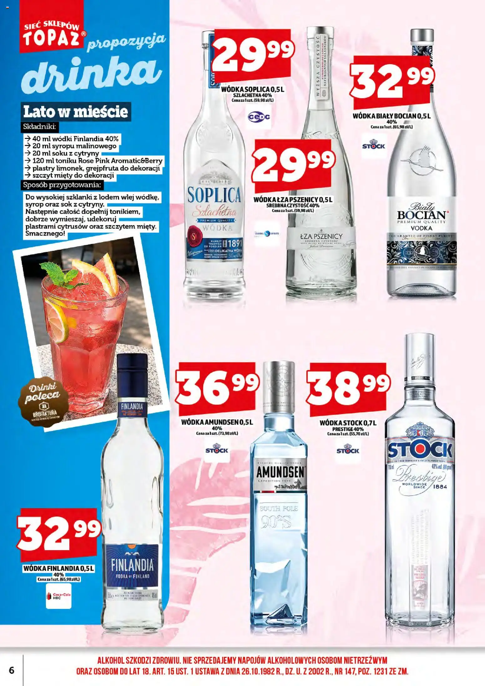 Topaz gazetka alkoholowa od 17.07.2026 | Strona: 8 | Produkty: Syrop, Wódka finlandia, Cytryny, Alkohol