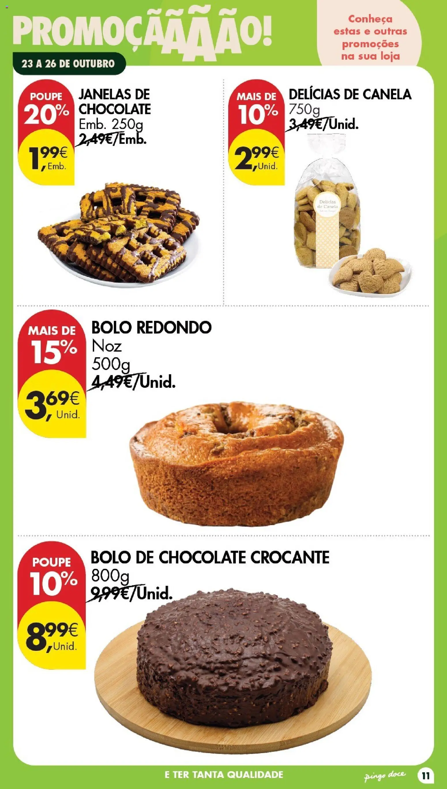 Pingo Doce Folheto Poupe Este Fim de Semana │ válido de 23/10/2026 | Página: 11 | Produtos: Bolo, Canela, Chocolate