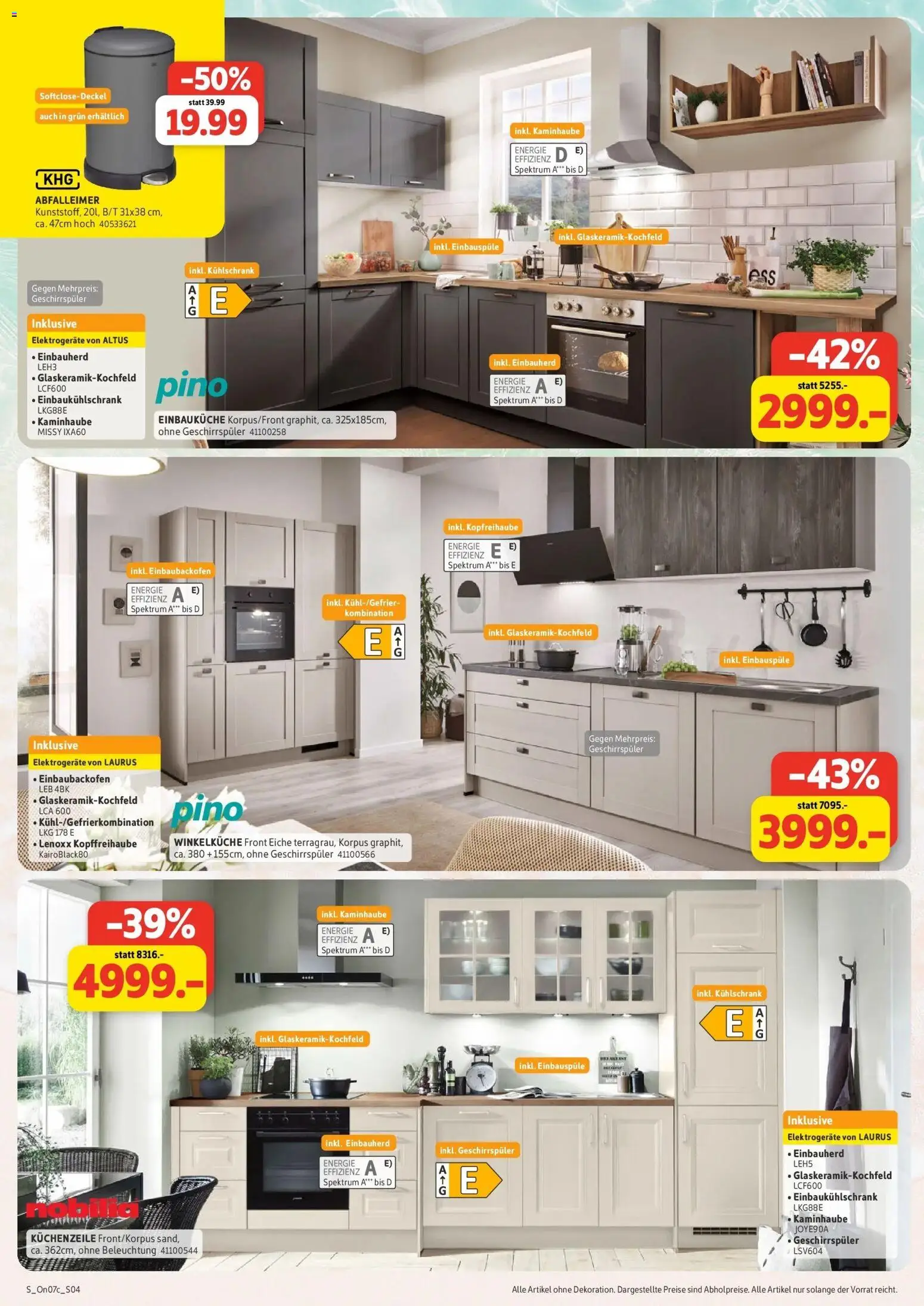 Sconto Küchenspezial Großpösna – gültig ab 15.07.2026 | Seite: 4 | Produkte: Einbauküche, Küchenzeile, Kühlschrank, Abfalleimer