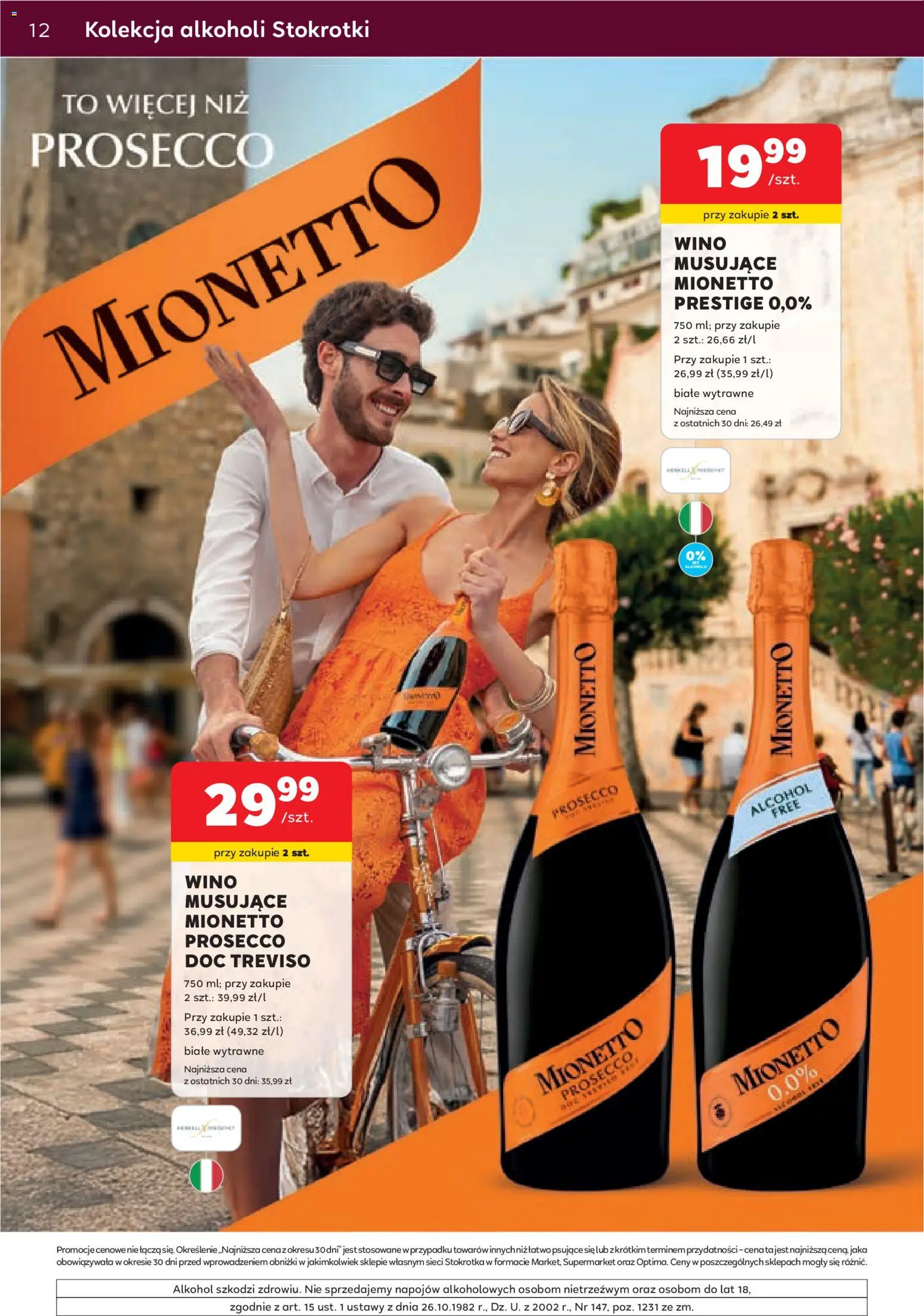 Stokrotka gazetka - Oferta alkoholowa od 11.06.2026 | Strona: 12 | Produkty: Stokrotka, Mionetto prosecco, Alkohol, Prosecco