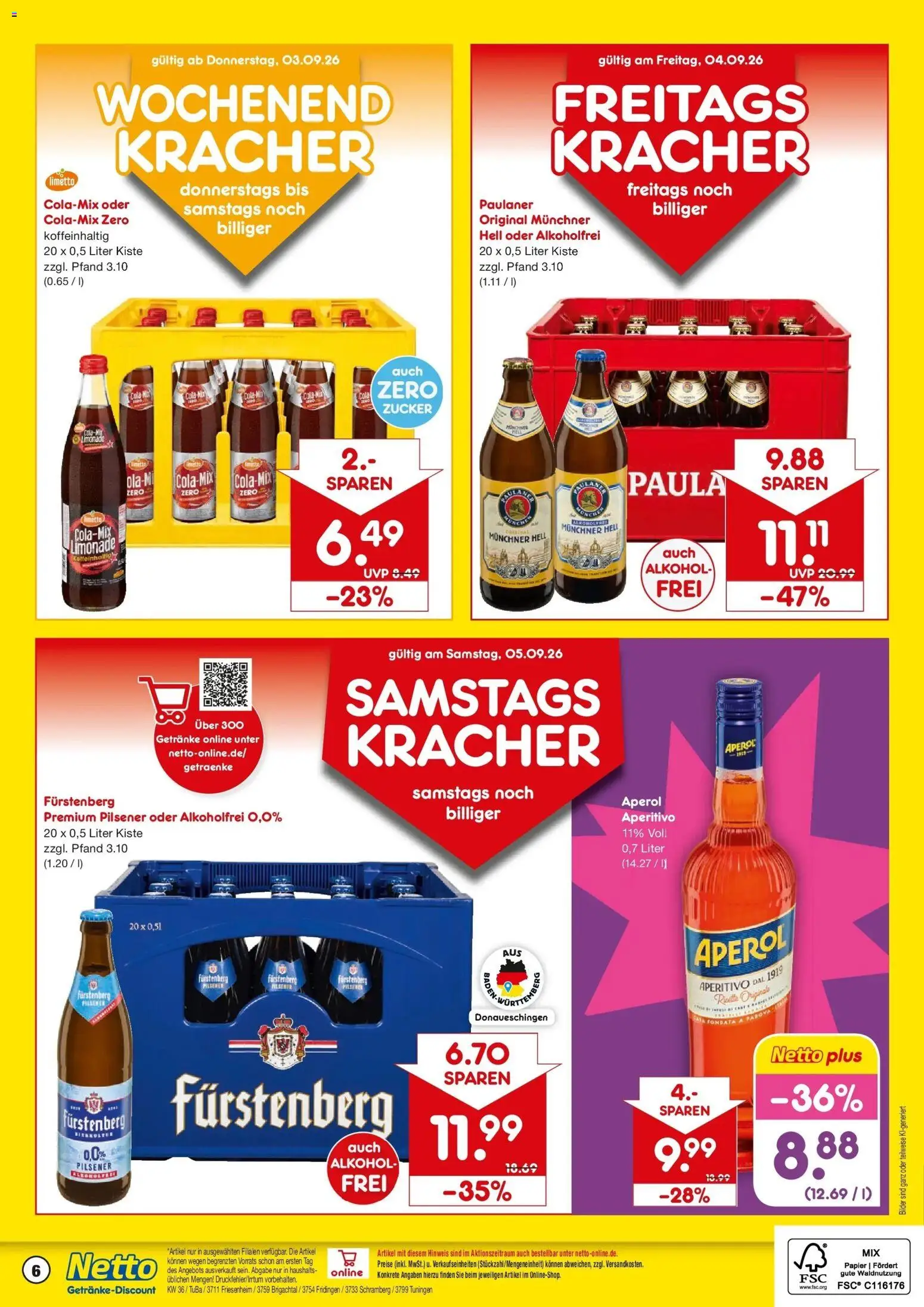 Netto Marken-Discount Prospekt Brigachtal – gültig ab 31.08.2026 | Seite: 6 | Produkte: Bilder, Alkohol, Zucker, Aperol