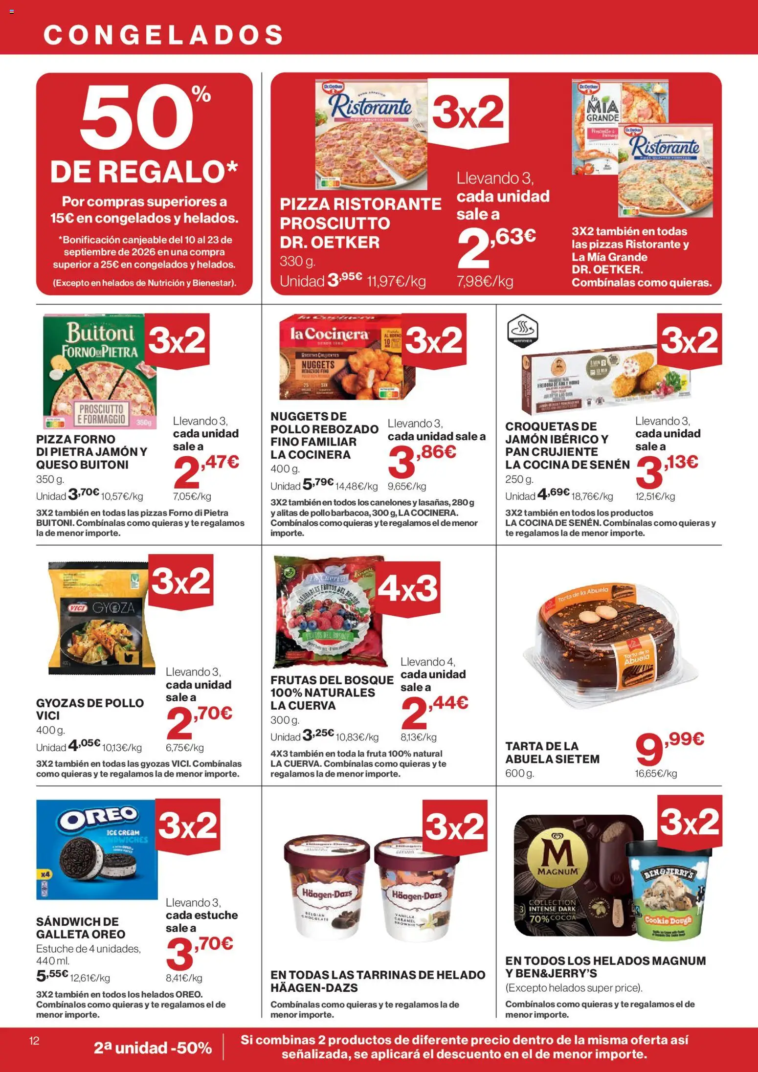 Supercor Canarias │ válido desde el 26/08/2026 | Página: 12 | Productos: Oreo, Queso, Pizza, Helado