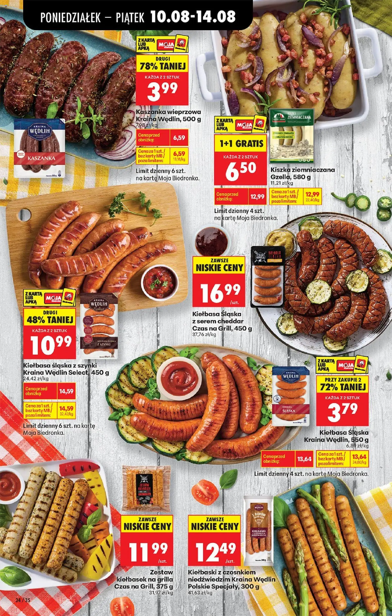 Biedronka gazetka od 10.08.2026 | Strona: 48 | Produkty: Kiełbasa, Kiełbaski, Kiełbasa śląska, Cheddar