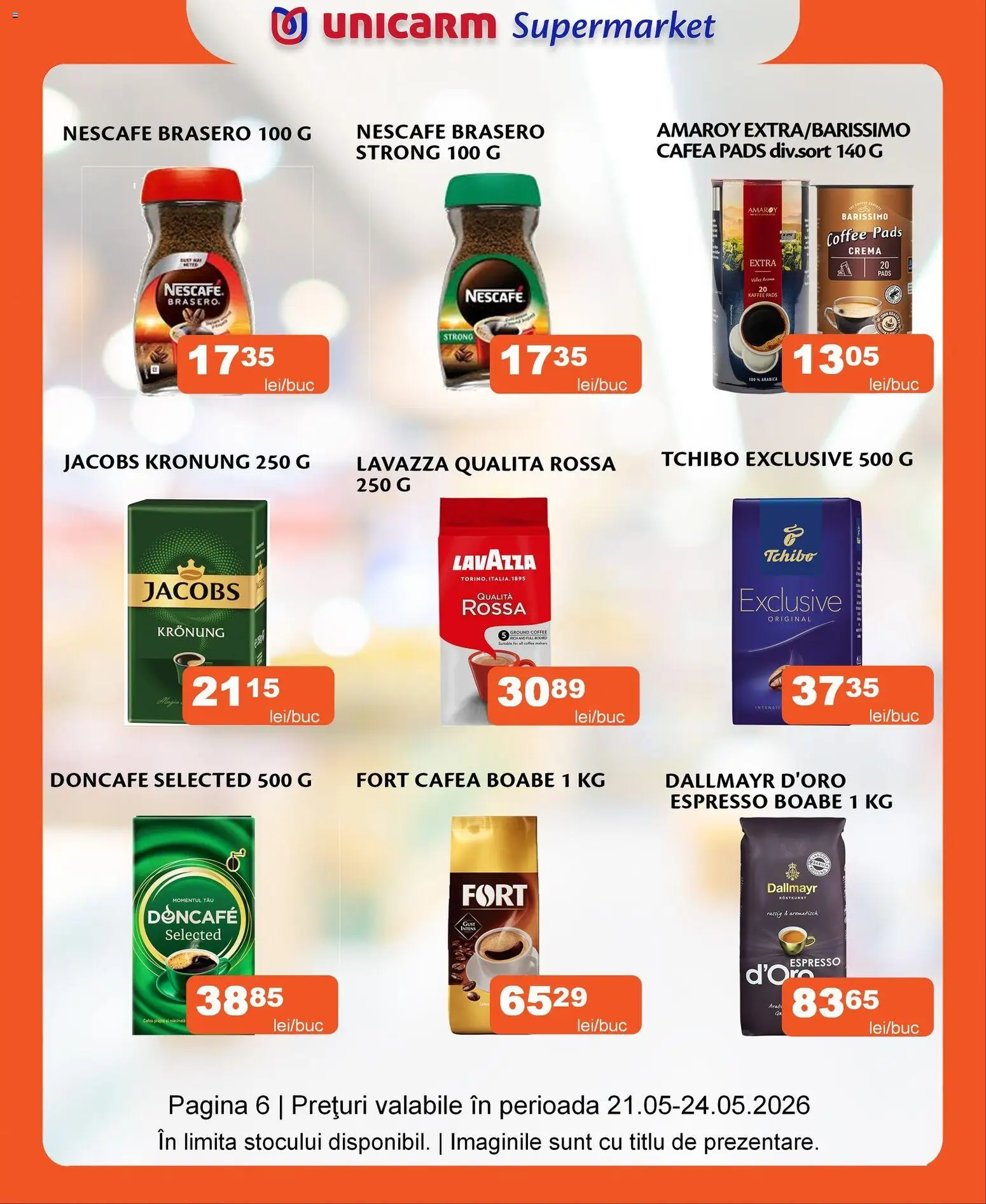 Noul catalog Unicarm – valabil de la 21.05.2026 | Pagină: 6 | Produse: Köpek çiti, Cremă, Cafea