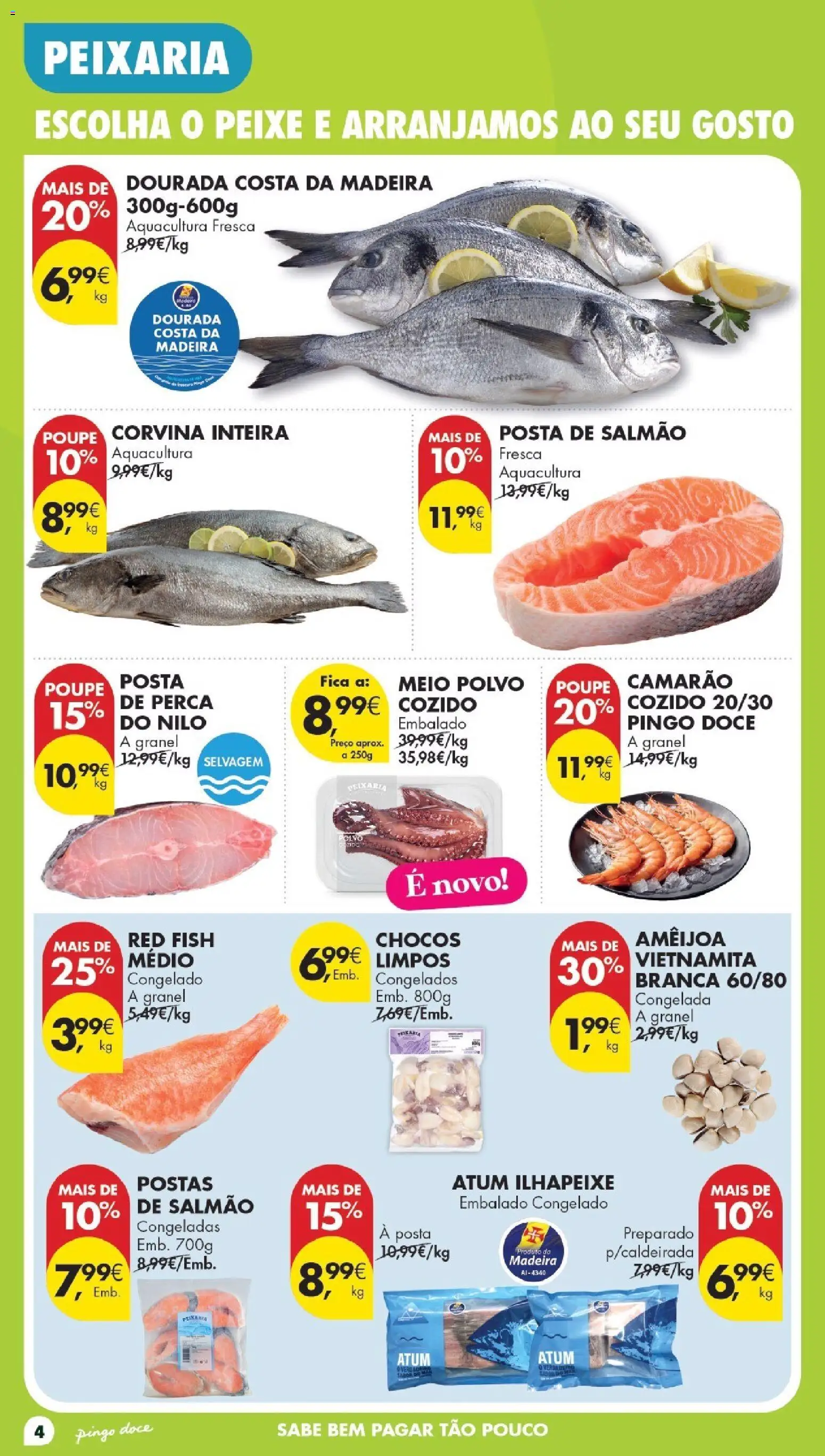 Pingo Doce folheto Poupe Esta Semana Madeira │ válido de 27/10/2026 | Página: 4 | Produtos: Dourada, Perca, Salmão, Peixe
