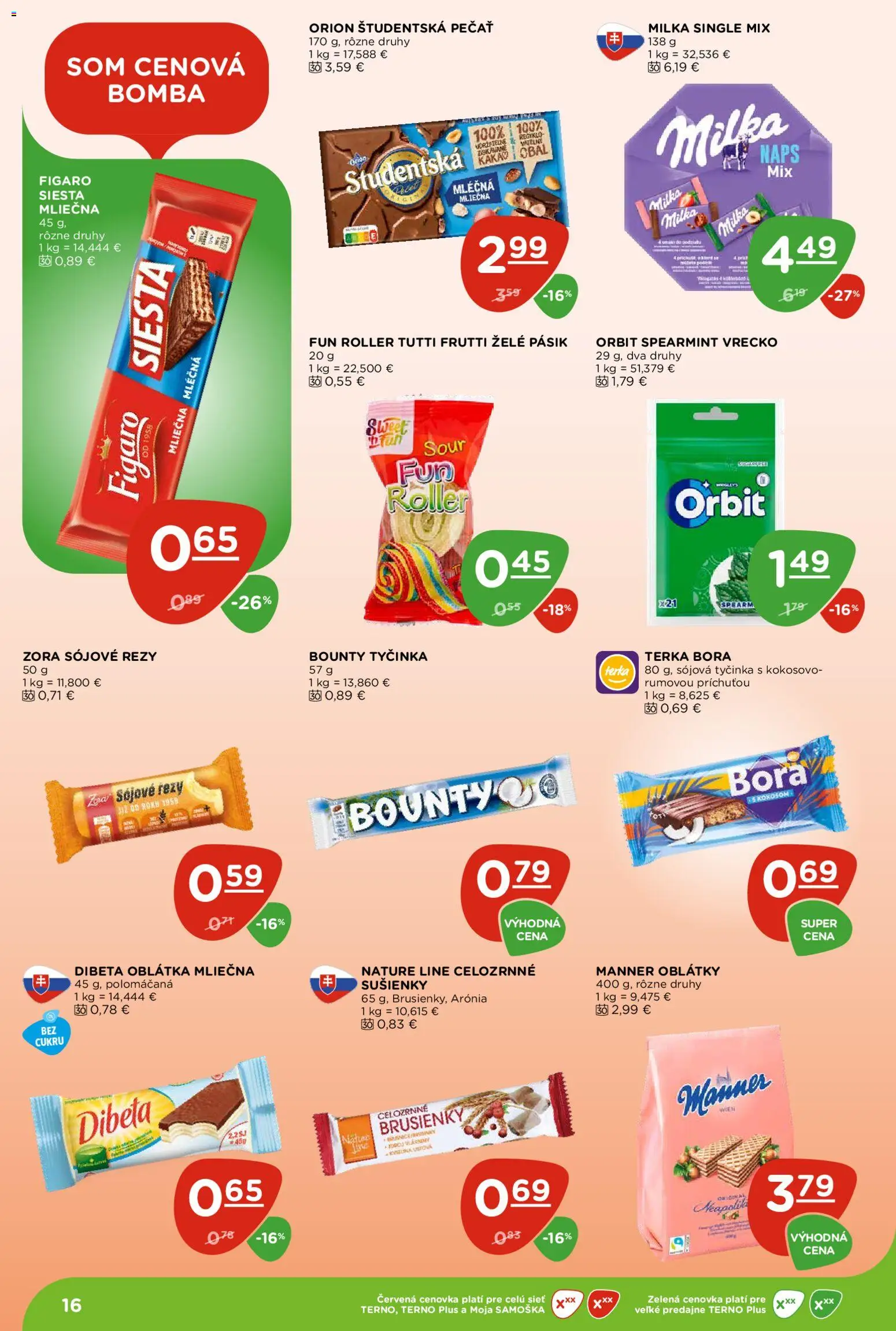 Nové Terno akcie – leták je platný od 21.05.2026 | Strana: 16 | Produkty: Študentská pečať, Milka