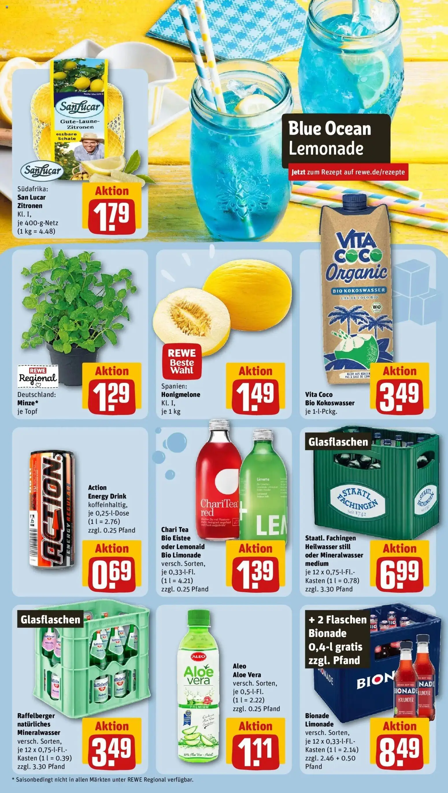 Rewe Prospekt Lippstadt / Bad Waldliesborn – gültig ab 27.07.2026 | Seite: 14 | Produkte: Bionade, Honigmelone, Limette, Zitronen