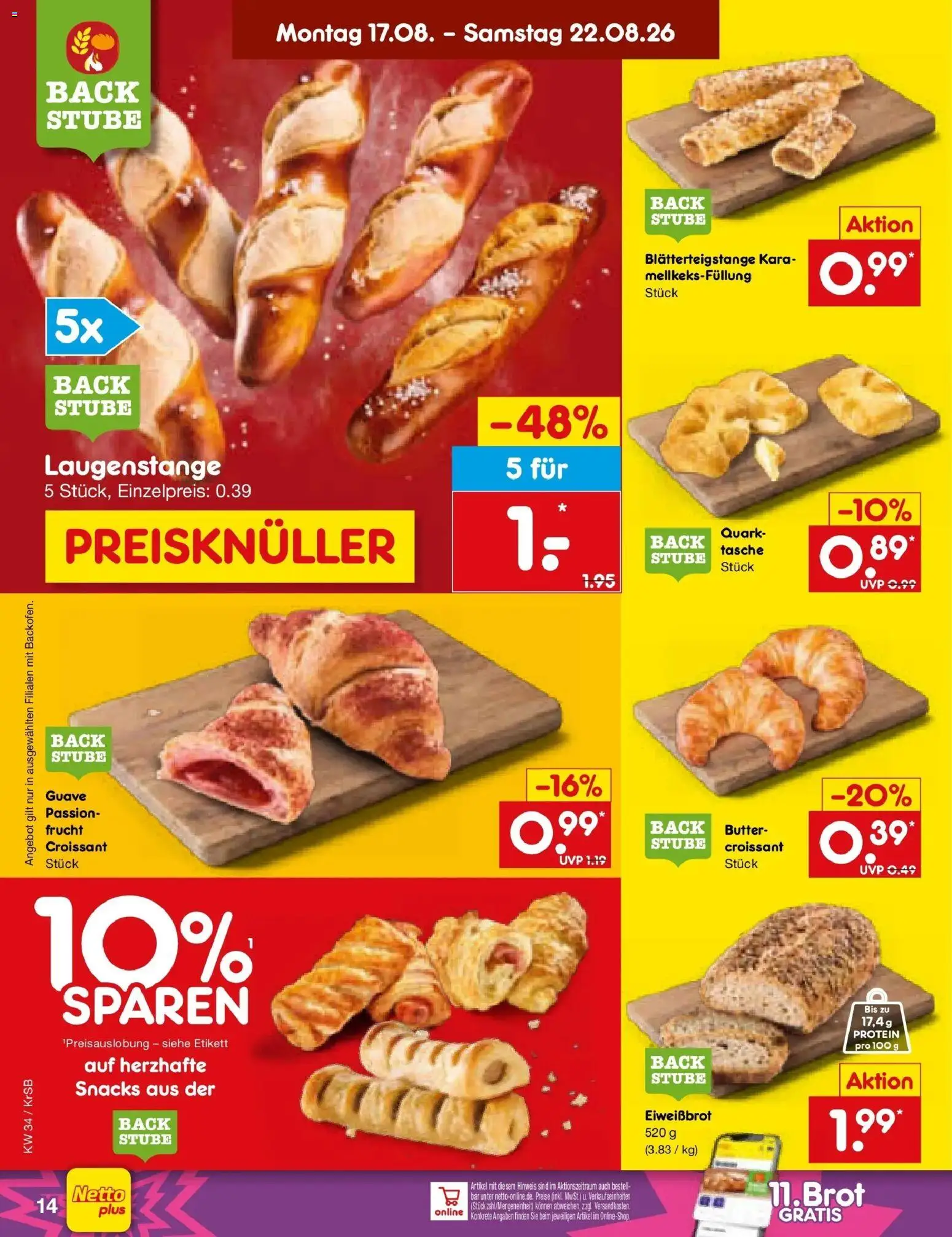 Netto Marken-Discount Prospekt Jüchen – gültig ab 17.08.2026 | Seite: 20 | Produkte: Tasche, Quark, Butter, Croissant