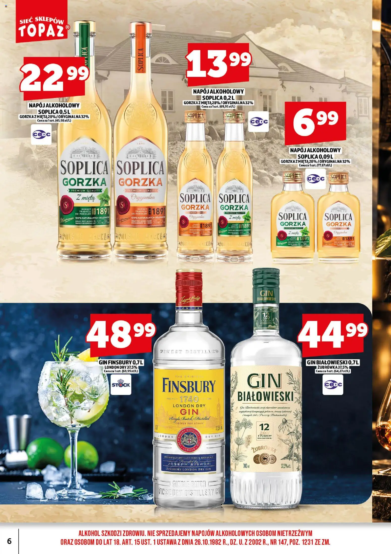 Topaz gazetka alkoholowa od 01.10.2026 | Strona: 8 | Produkty: London dry gin, Żubrówka, Gin, Alkohol