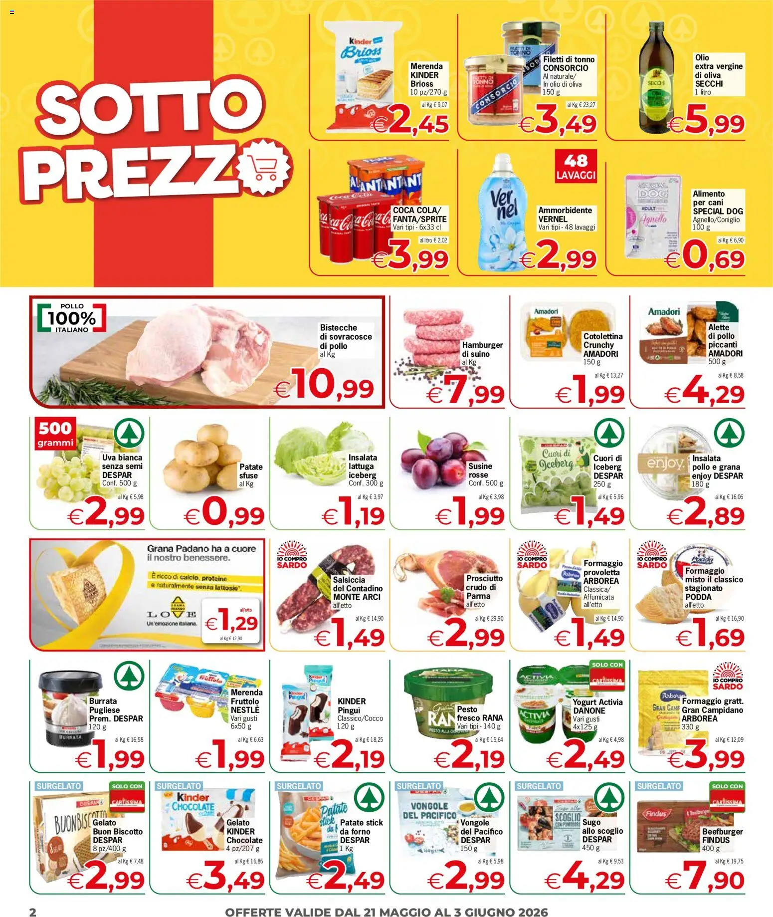 Volantino Despar del 21.05.2026 | Pagina: 2 | Prodotti: Ammorbidente, Patate, Suino, Salsiccia