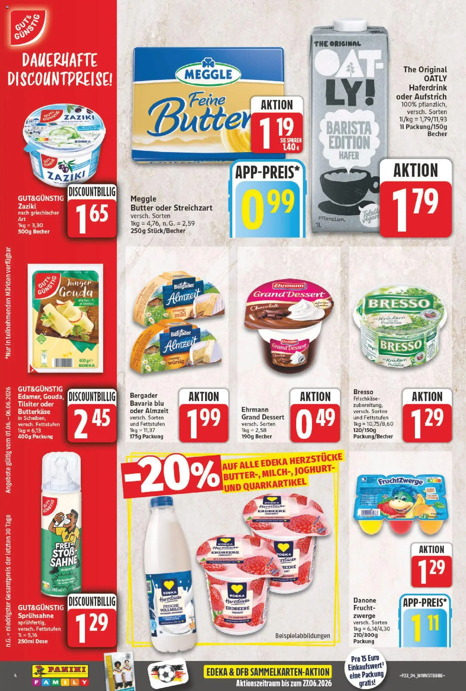 NP Discount Prospekt – gültig ab 01.06.2026 | Seite: 4 | Produkte: Butter, Joghurt, Haferdrink, Frischkase