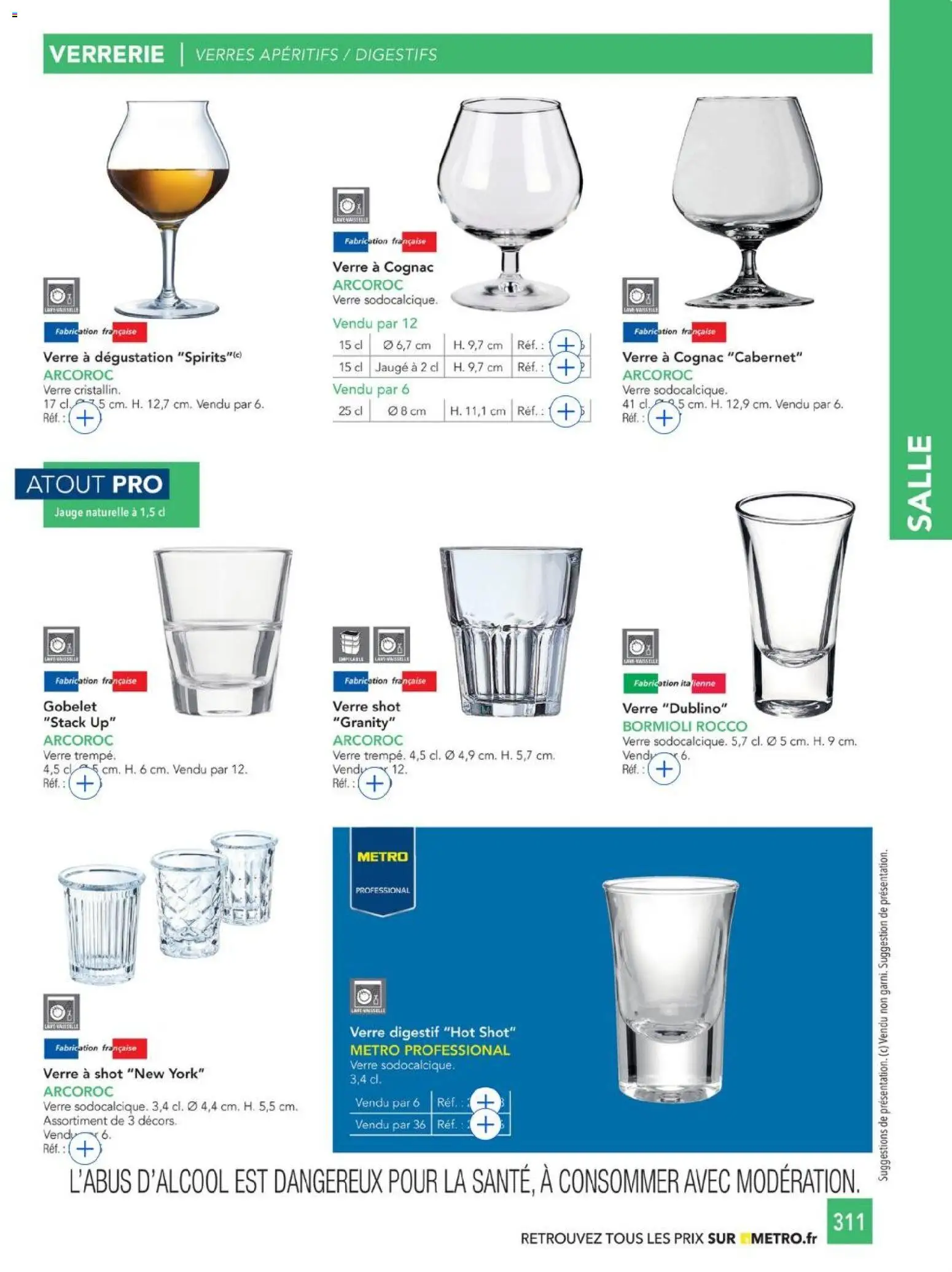 {H1} | Page: 311 | Produits: Digestif, Cognac, Verres