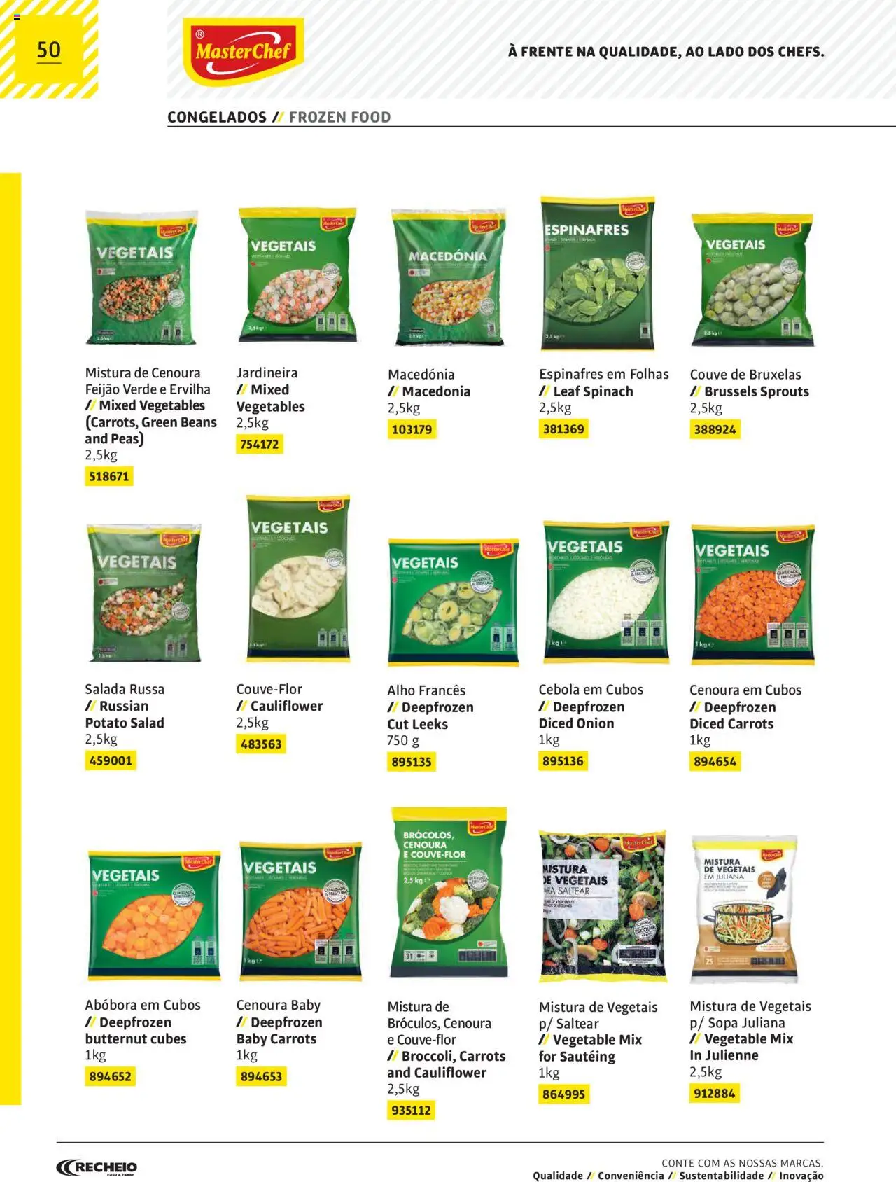 Recheio AS NOSSAS MARCAS │ válido de 19/12/2023 | Página: 50 | Produtos: Ervilha, Espinafres, Cebola, Couve