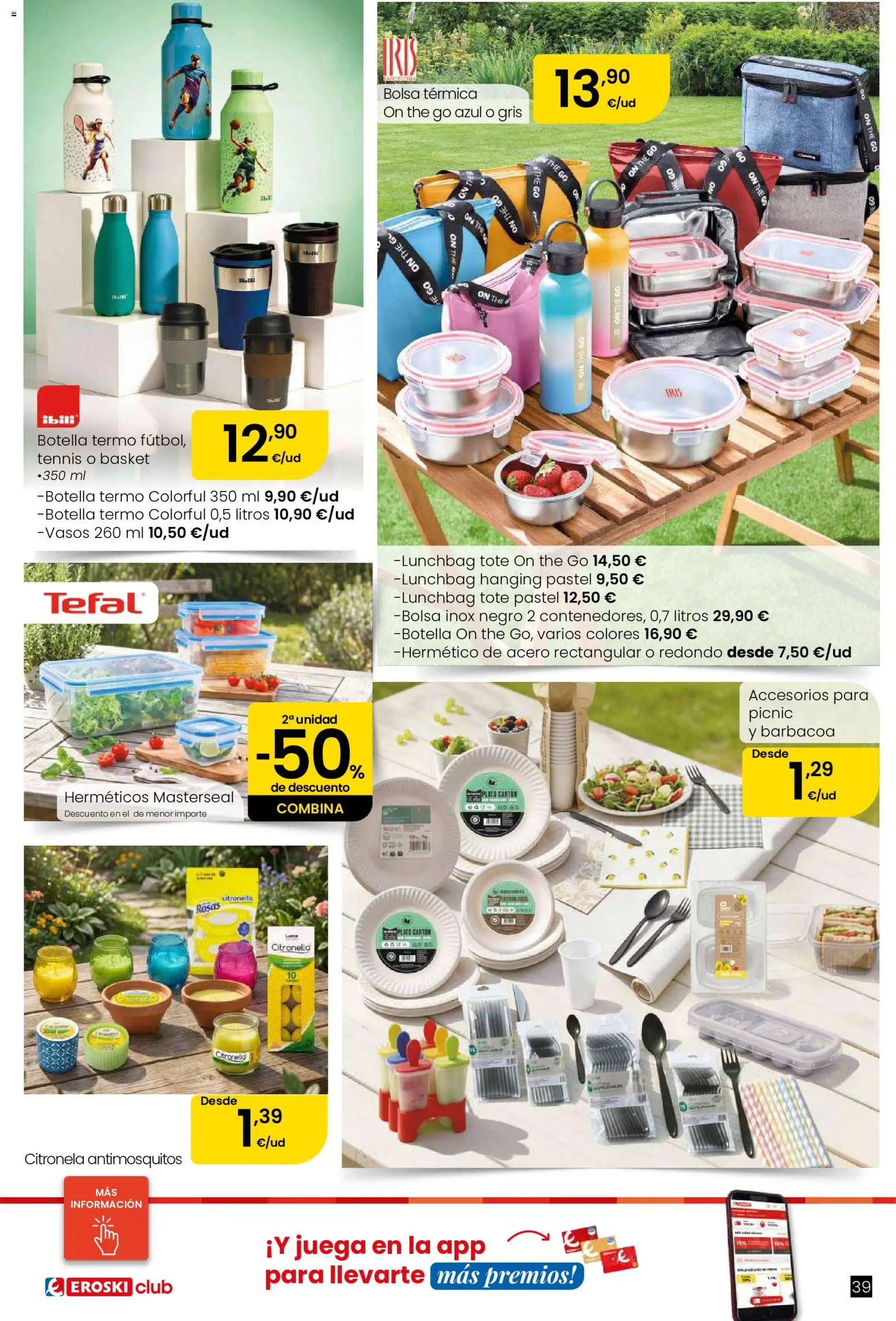 Eroski Oh! OFERTA Málaga │ válido desde el 11.06.2026 | Página: 39 | Productos: Μύρτιλα, Vasos, Juega, Barbacoa