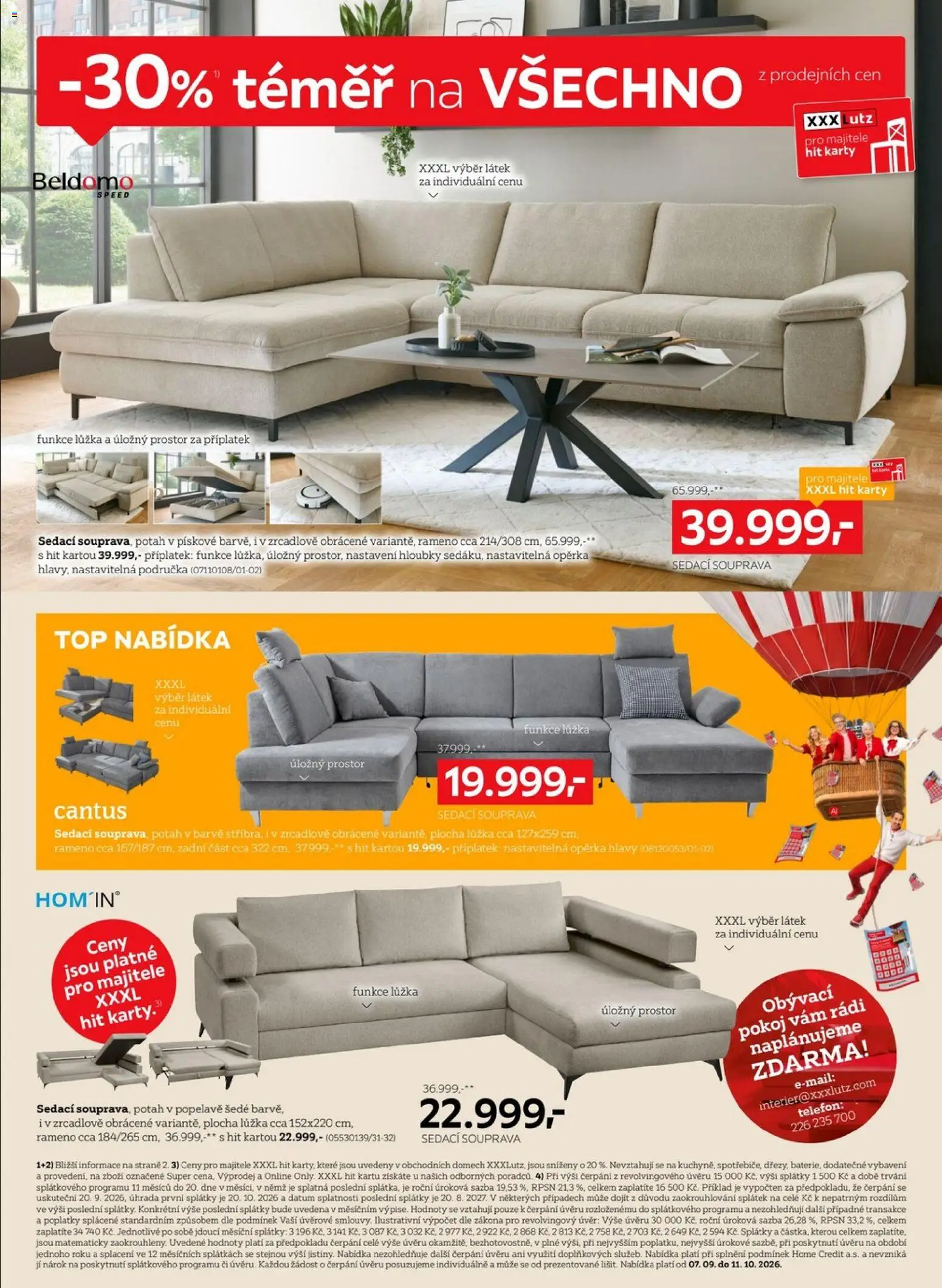 XXXLutz leták - Sleva 30 % téměř na všechno od 14.09.2026 | Strana: 4 | Produkty: Sedací souprava, Telefon, Karty