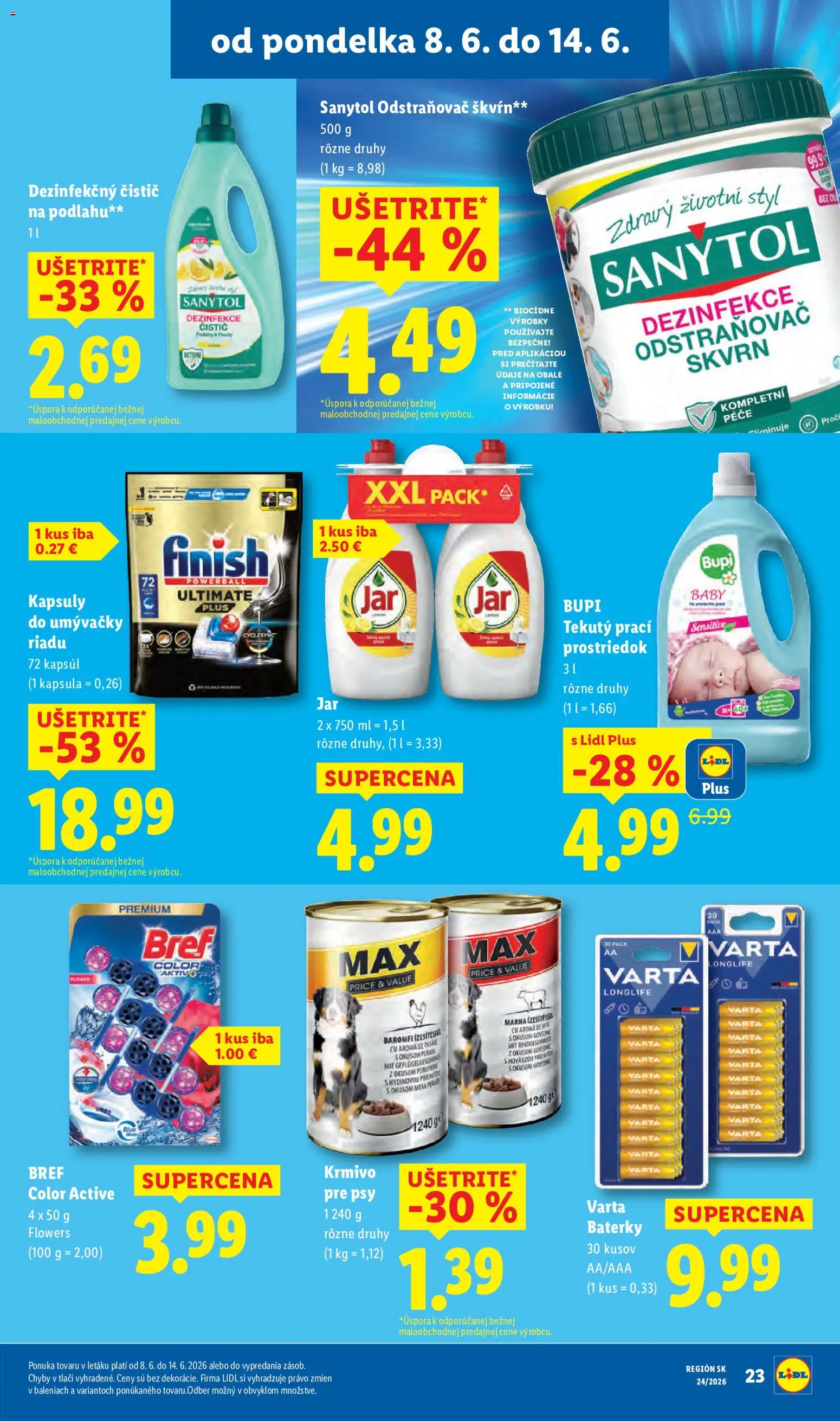 Nové Lidl akcie – leták je platný od 08.06.2026 | Strana: 35 | Produkty: Baterky, Kapsuly do umývačky riadu, Jar