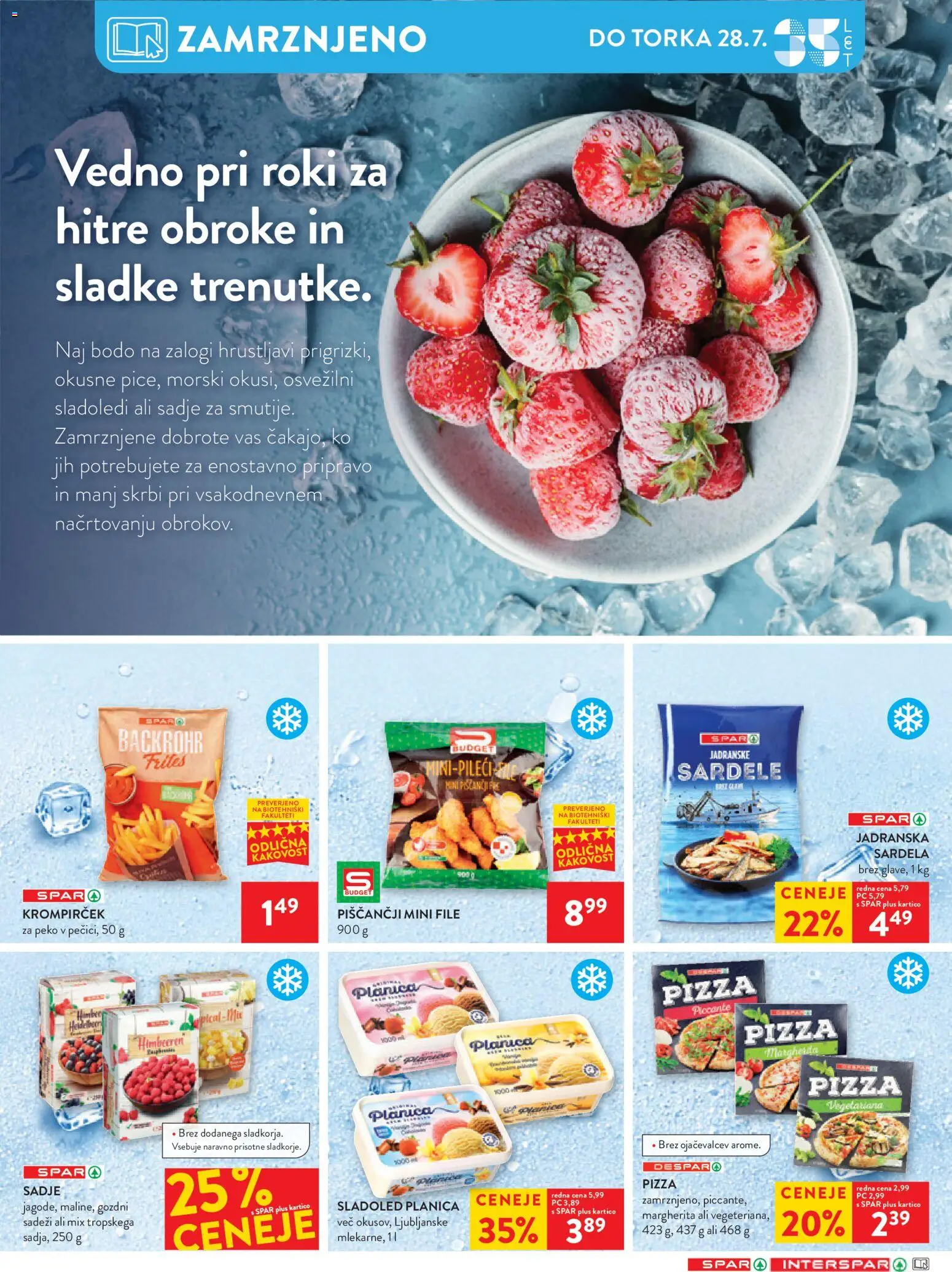 Novi Spar katalog ponudbe – veljaven od 22.07.2026 | Stran: 8 | Izdelki: Sardele, Sladoled, Sadje