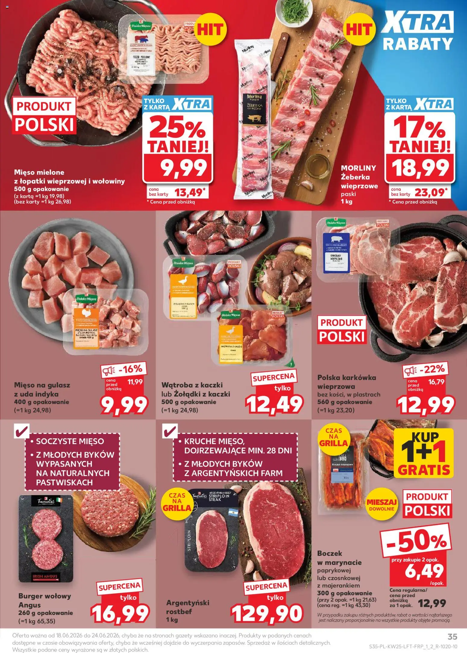 Kaufland gazetka od 18.06.2026 | Strona: 35 | Produkty: Karta, Burger wołowy, Mięso, Mięso mielone