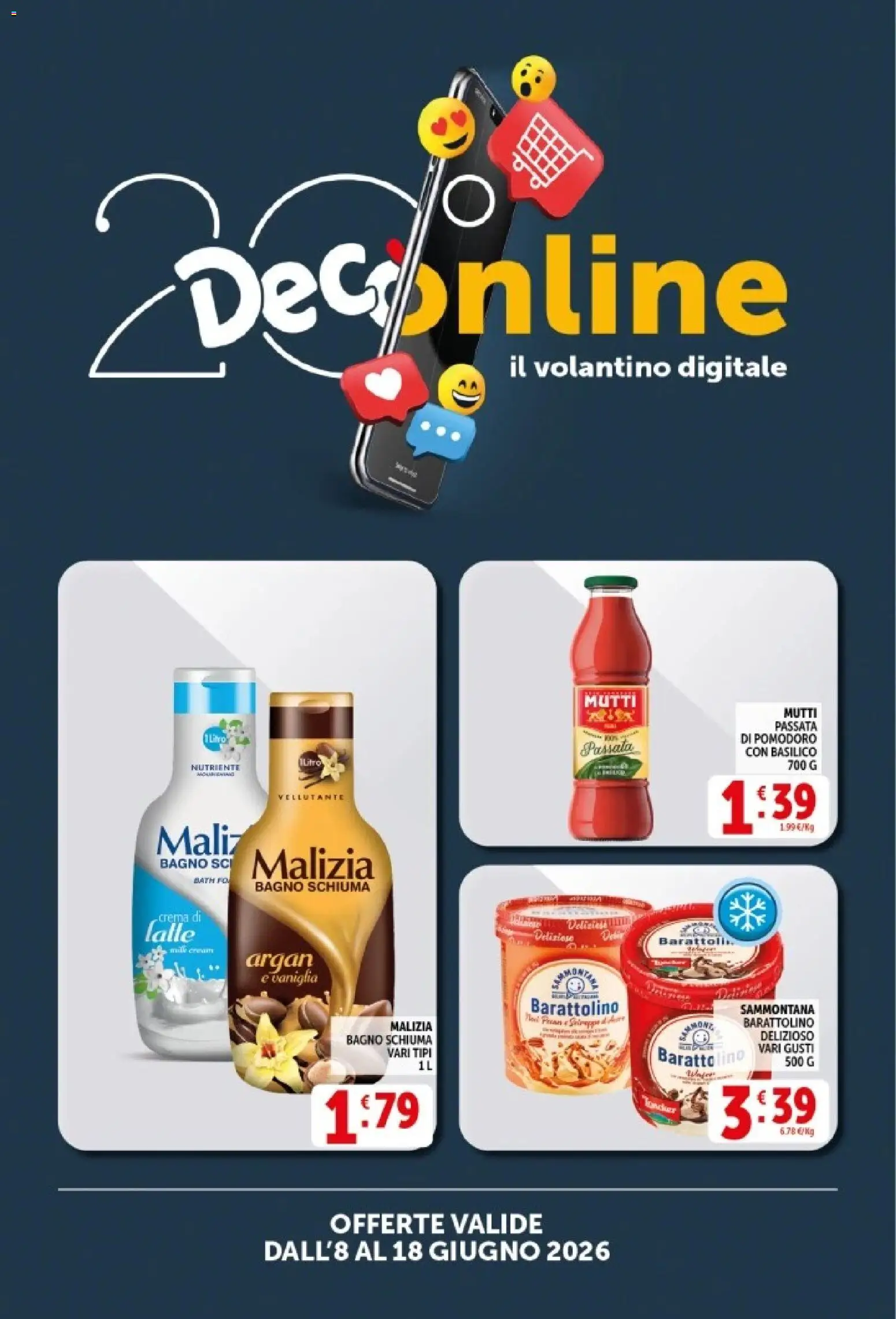 Volantino Decò del 08.06.2026 | Pagina: 22 | Prodotti: Crema, Pomodoro, Mutti passata, Bagno
