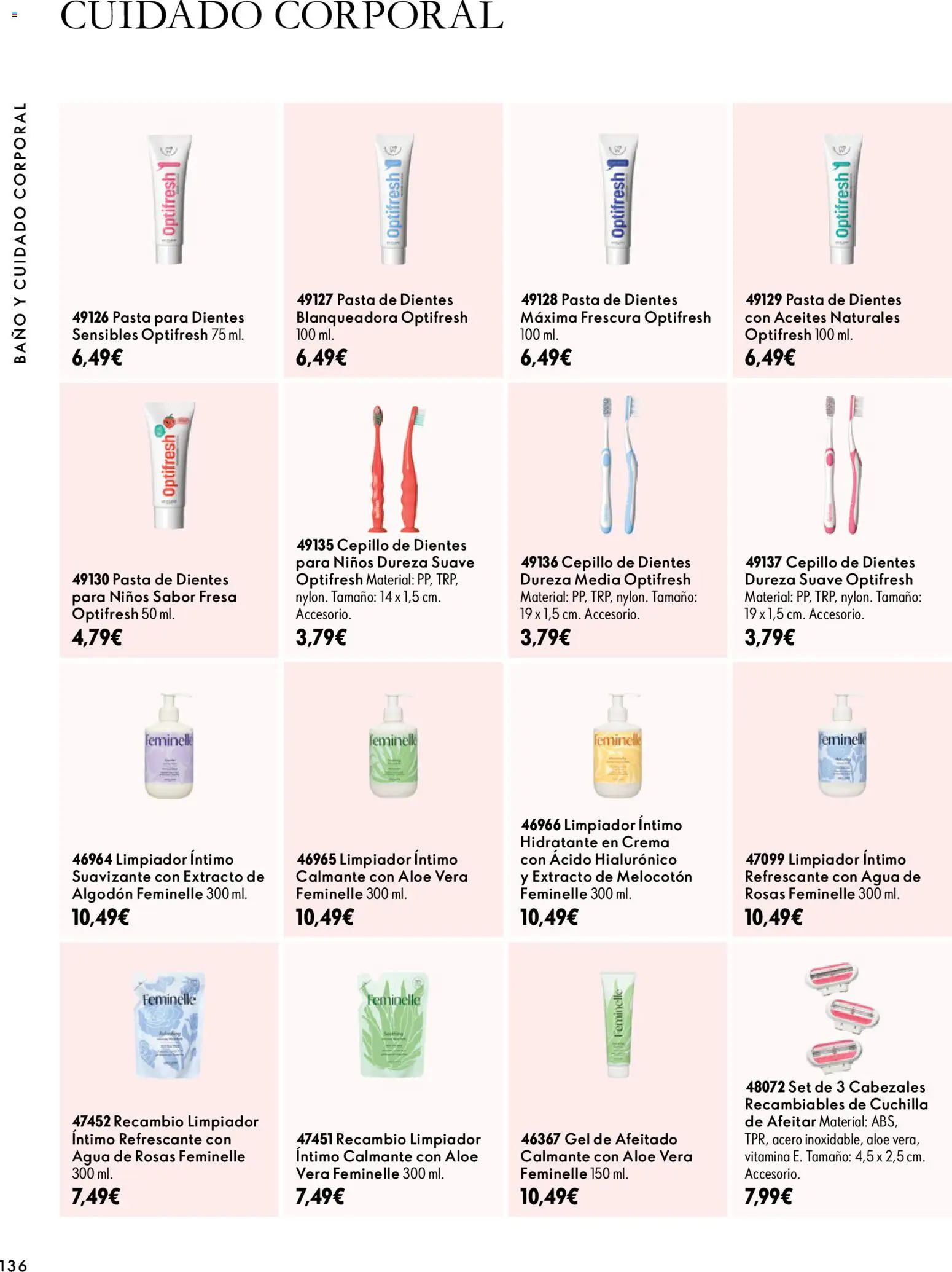 Oriflame - Catálogo Campaña 14 │ válido desde el 07/10/2026 | Página: 136 | Productos: Cepillo, Cepillo de dientes, Limpiador íntimo, Baño