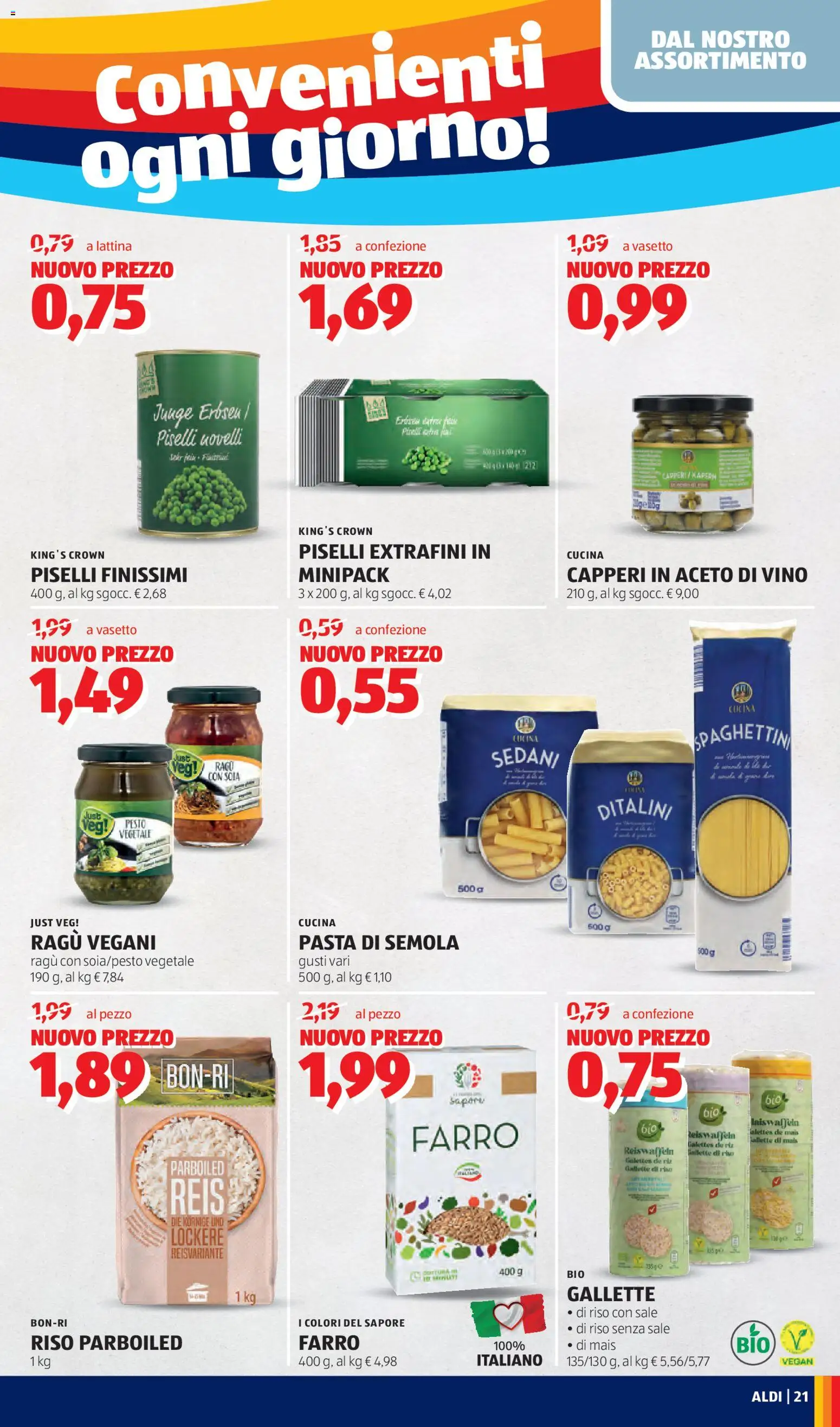 Volantino Aldi del 16.03.2026 | Pagina: 21 | Prodotti: Sale, Vino, Pasta, Aceto