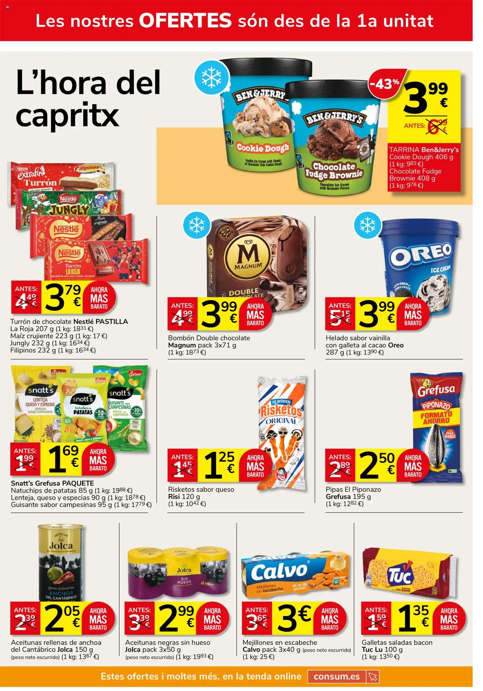 Consum - folleto │ válido desde el 22/10/2026 | Página: 12 | Productos: Aceitunas, Maíz, Queso, Galletas saladas