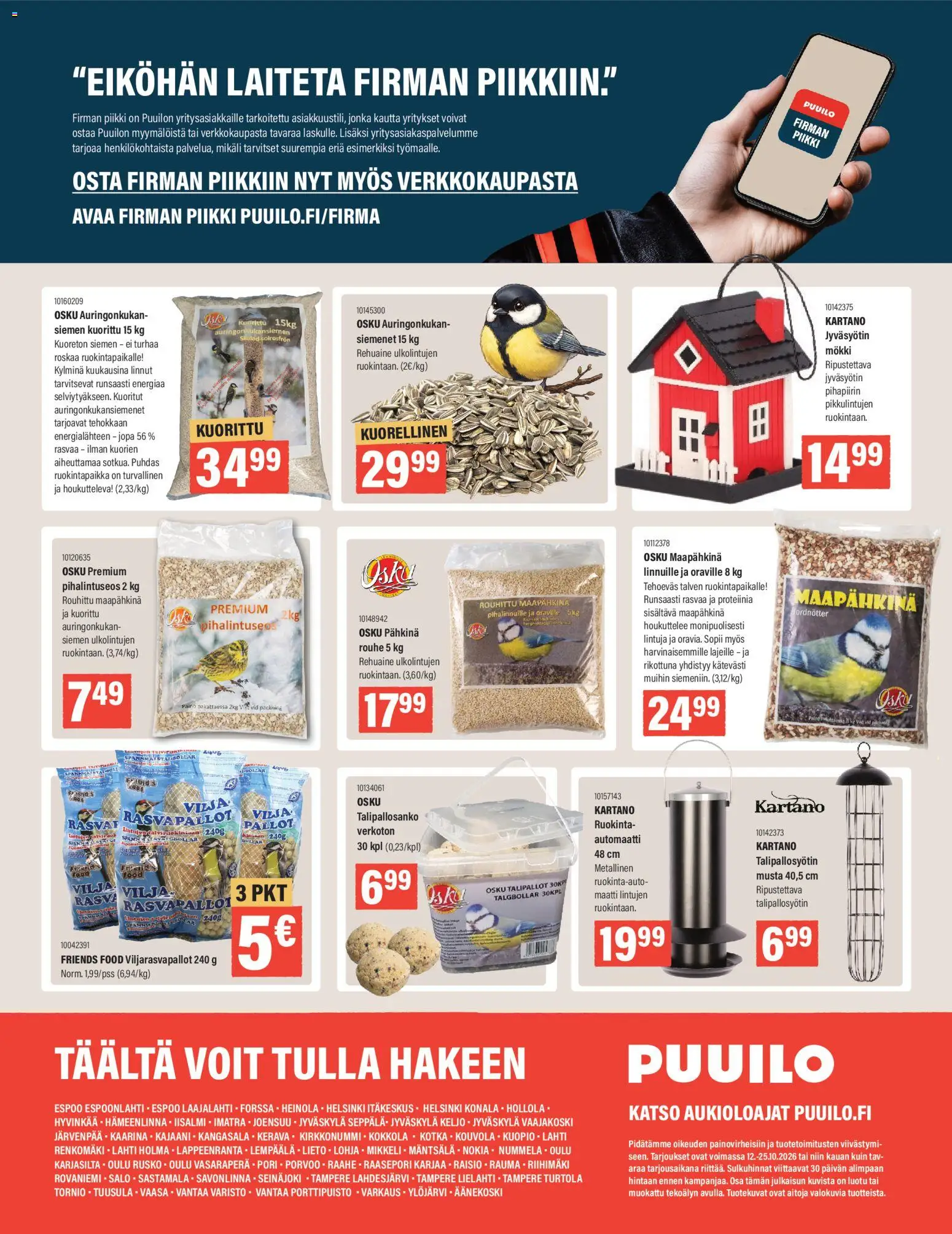 Puuilo - 261014 vko42 digi – voimassa 12/10/2026 alkaen | Sivu: 16 | Tuotteet: Auringonkukansiemenet, Siemenet