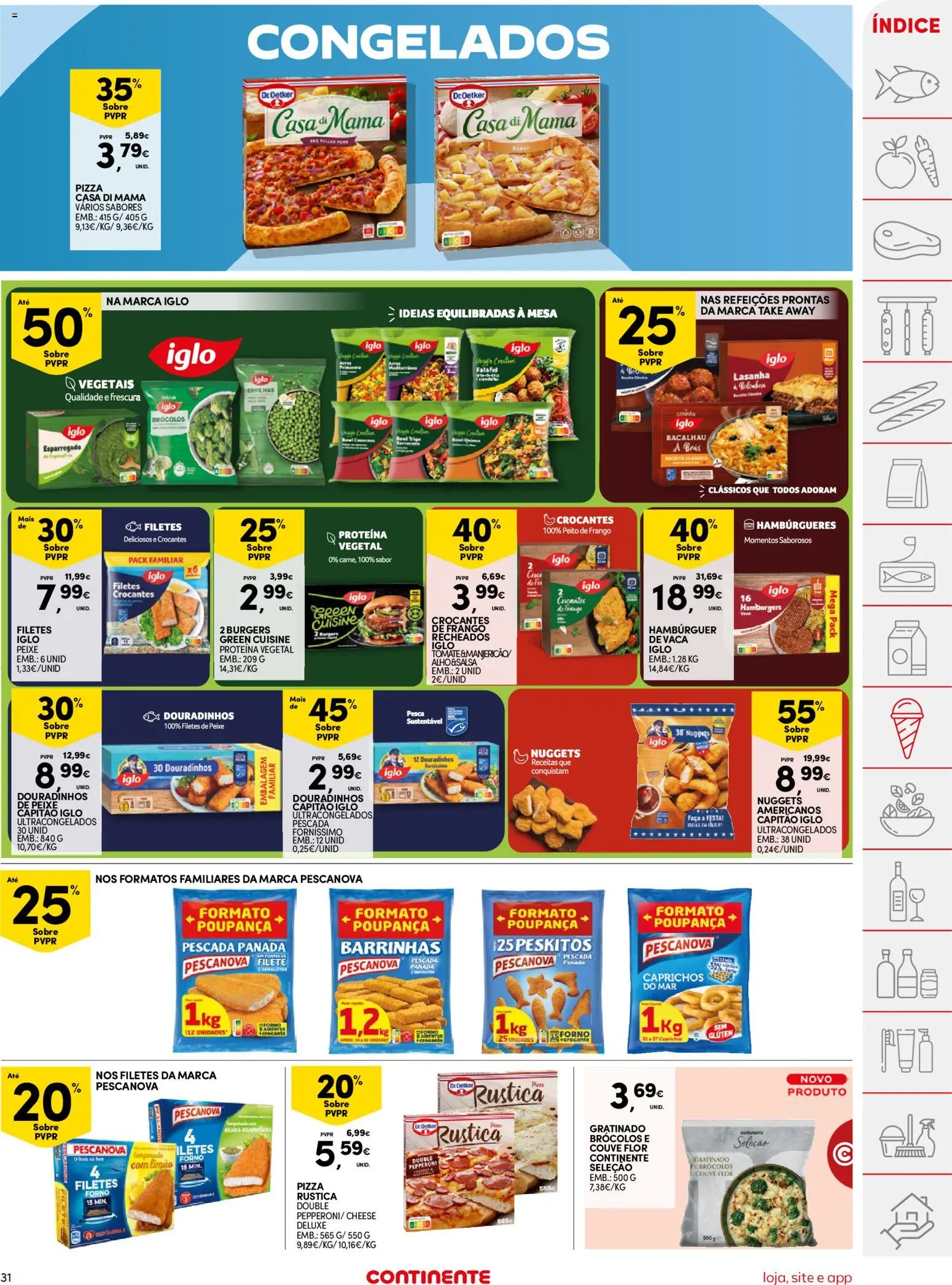 Continente folheto │ válido de 11/08/2026 | Página: 31 | Produtos: Brócolos, Bacalhau, Capitão iglo, Mesa