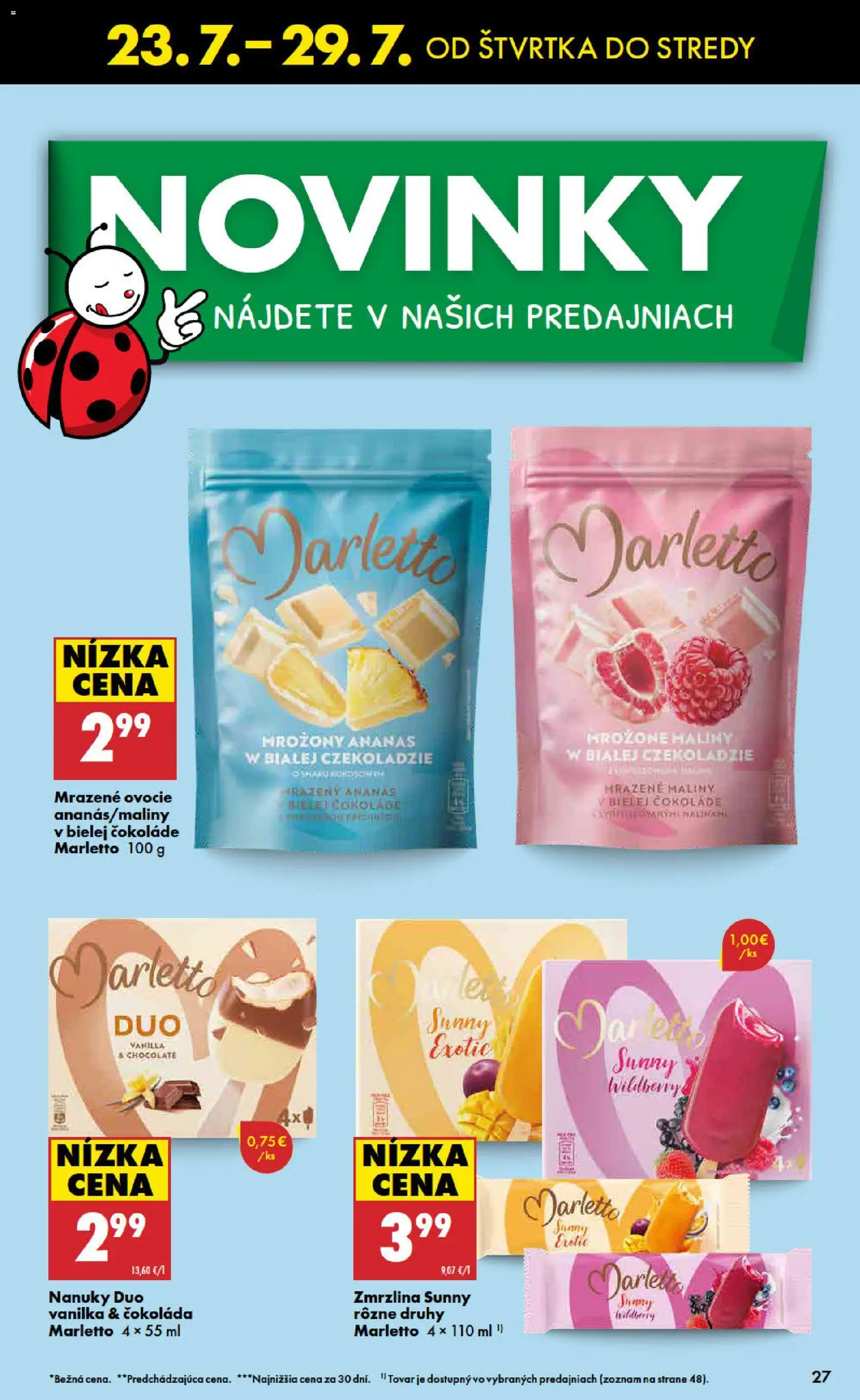 Nové Biedronka akcie – leták je platný od 23.07.2026 | Strana: 27 | Produkty: Zmrzlina, Ananás, Nanuky, Ovocie