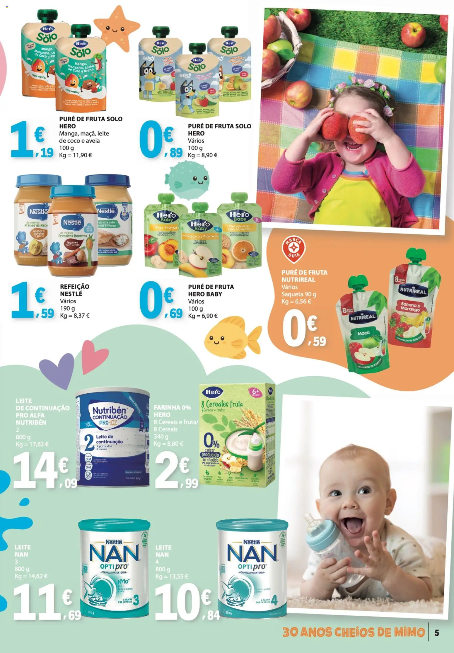 E.Leclerc Folheto Bebé Verão │ válido de 26.05.2026 | Página: 5 | Produtos: Aveia, Vitela, Frango, Açúcar