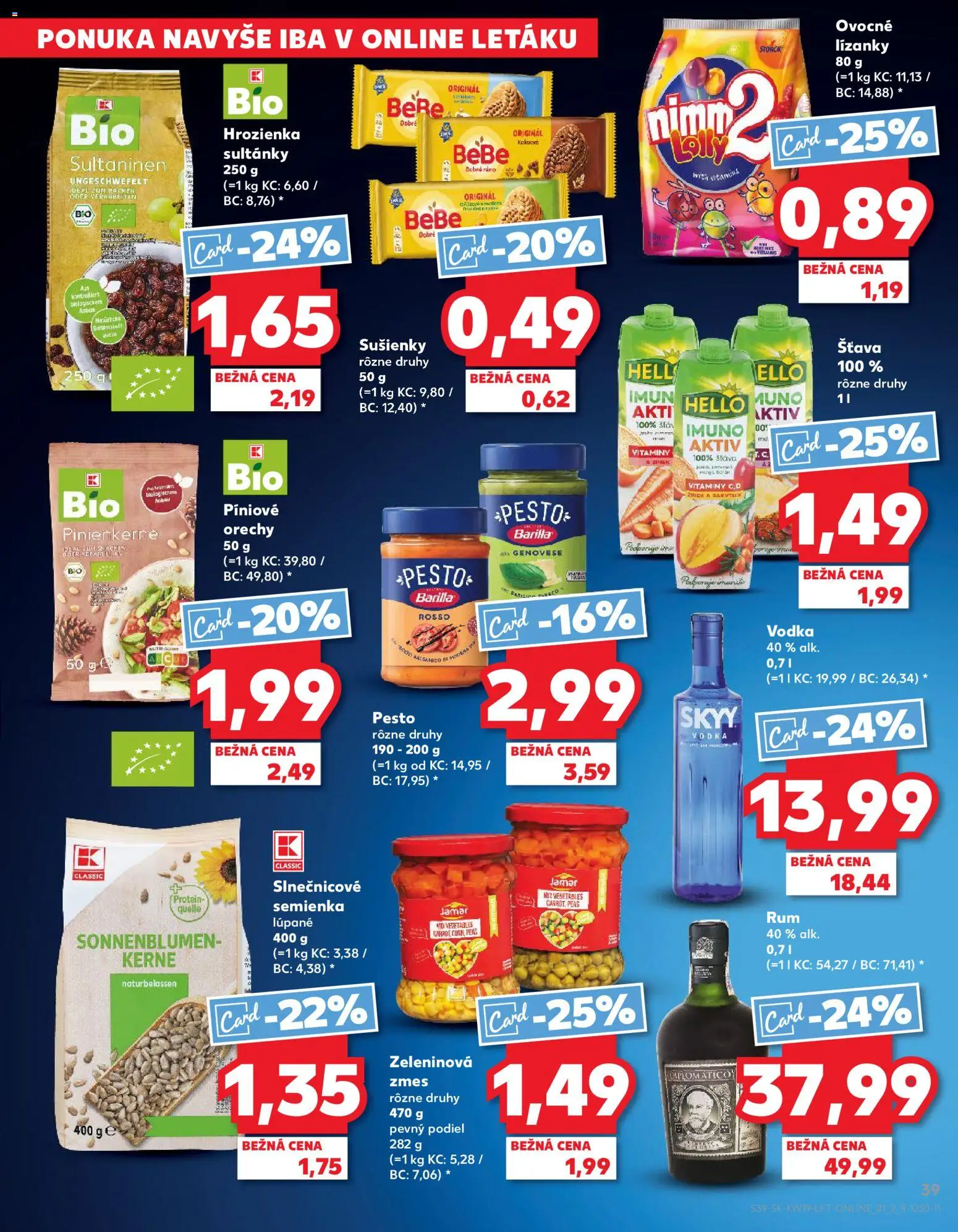 Kaufland SK akciós ujság - amely érvényes a következő dátumtól: 07.05.2026 | Oldal: 39 | Termékek: Pesto, Protein, Vodka