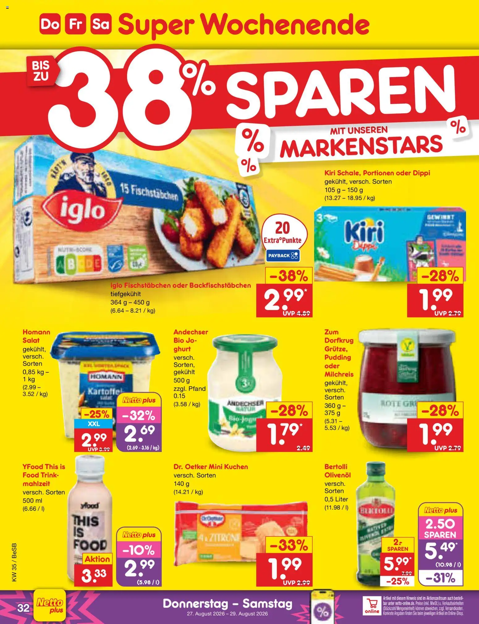 Netto Marken-Discount Prospekt – gültig ab 24.08.2026 | Seite: 50 | Produkte: Pudding, Fischstabchen, Kuchen, Salat