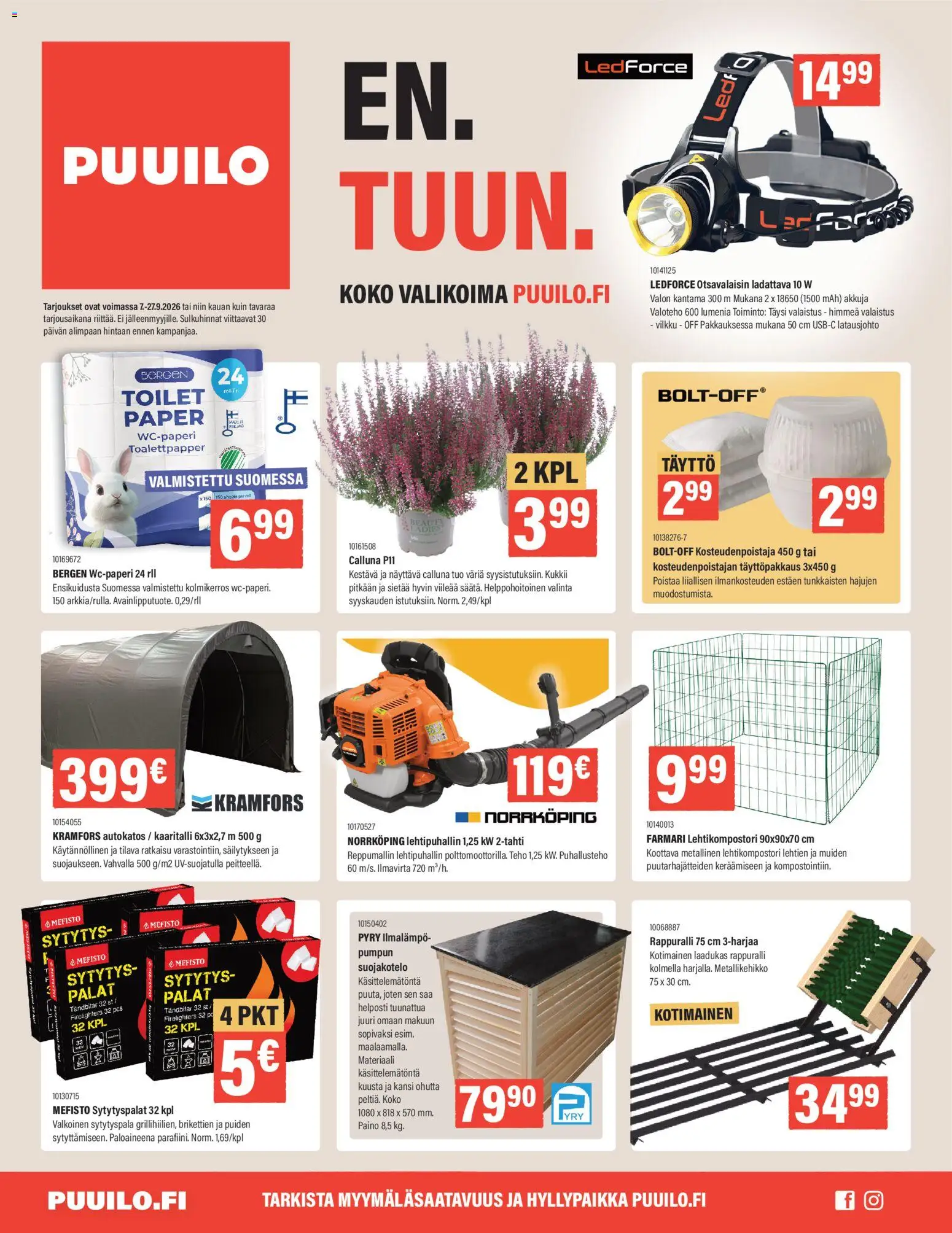 Puuilo tarjoukset – voimassa 07/09/2026 alkaen | Sivu: 1 | Tuotteet: Kansi, PC, Lehtipuhallin