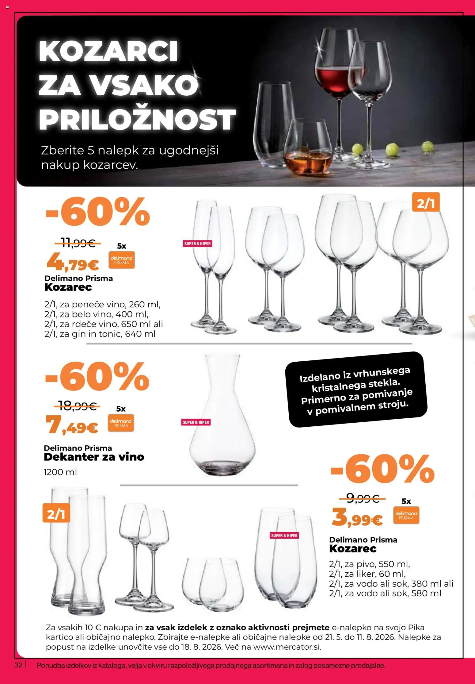 Novi Mercator katalog ponudbe – veljaven od 11.06.2026 | Stran: 32 | Izdelki: Kozarec, Vino, Gin