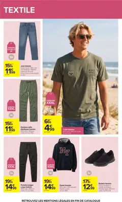 Carrefour - Prévisualisation de Baskets homme, Dessus, doublure et semelle synthétique. Première textile. Différents coloris. Du 40 au 46. valide à partir de 28/07/2026 | Page: 56 | Produits: Jeans, Coton, Pantalon, Baskets