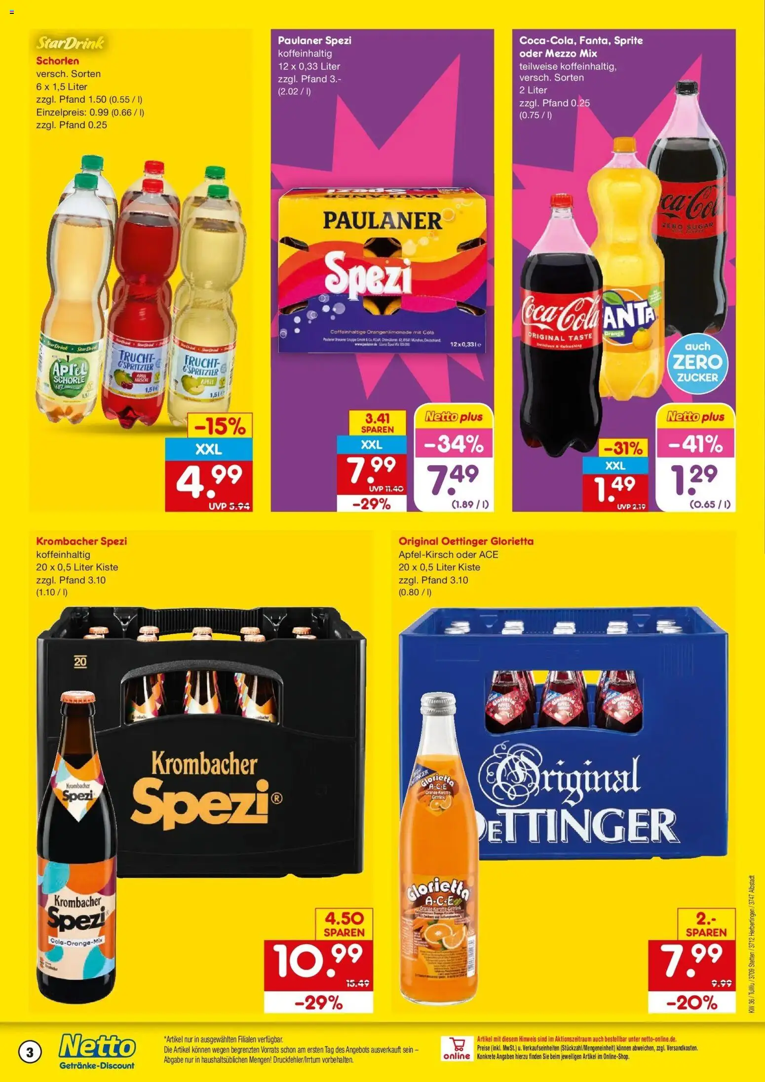 Netto Marken-Discount Prospekt Stetten Am Kalten Markt (ab 31.08.2026) » Angebote | Seite: 3 | Produkte: Mezzo mix, Oettinger, Zucker, Krombacher