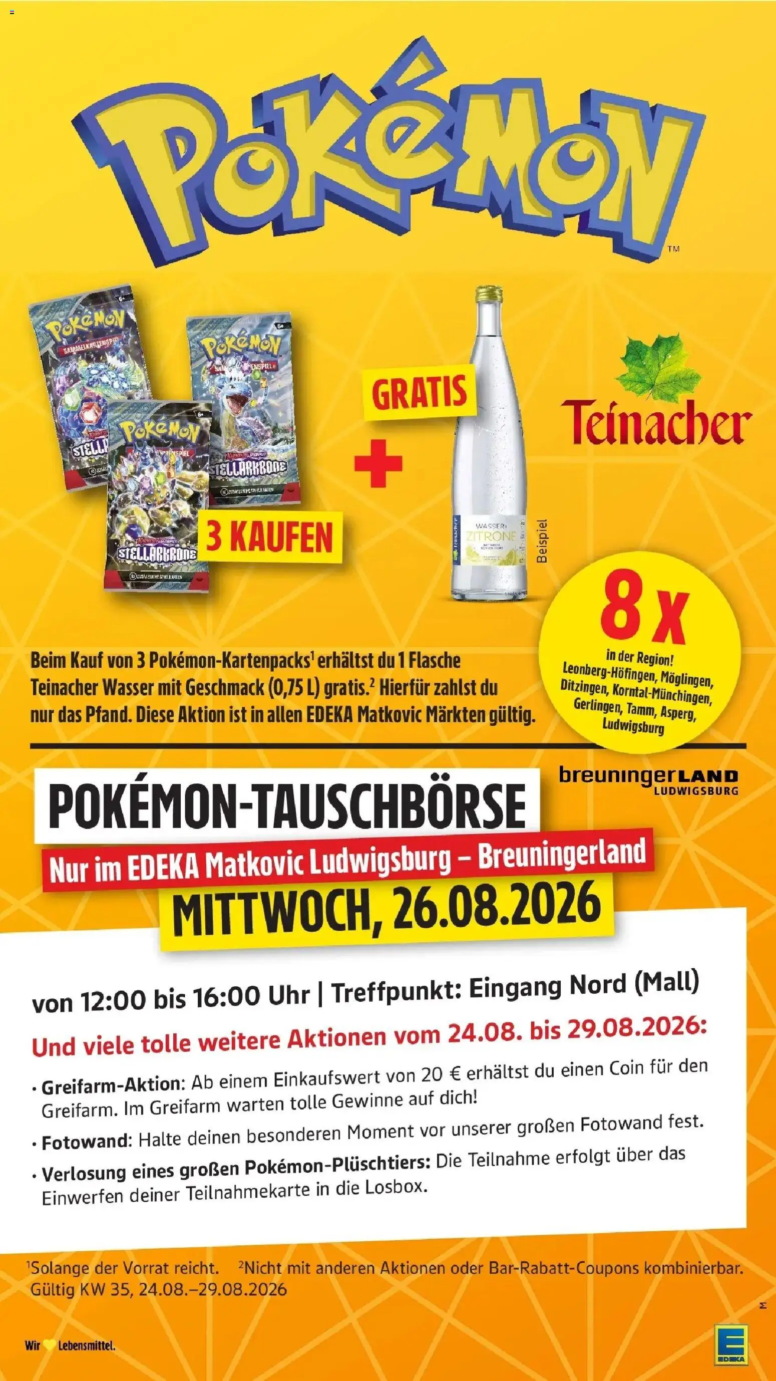 E center Prospekt Ditzingen (ab 24.08.2026) zum Blättern | Seite: 13 | Produkte: Wasser, Zitrone, Uhr