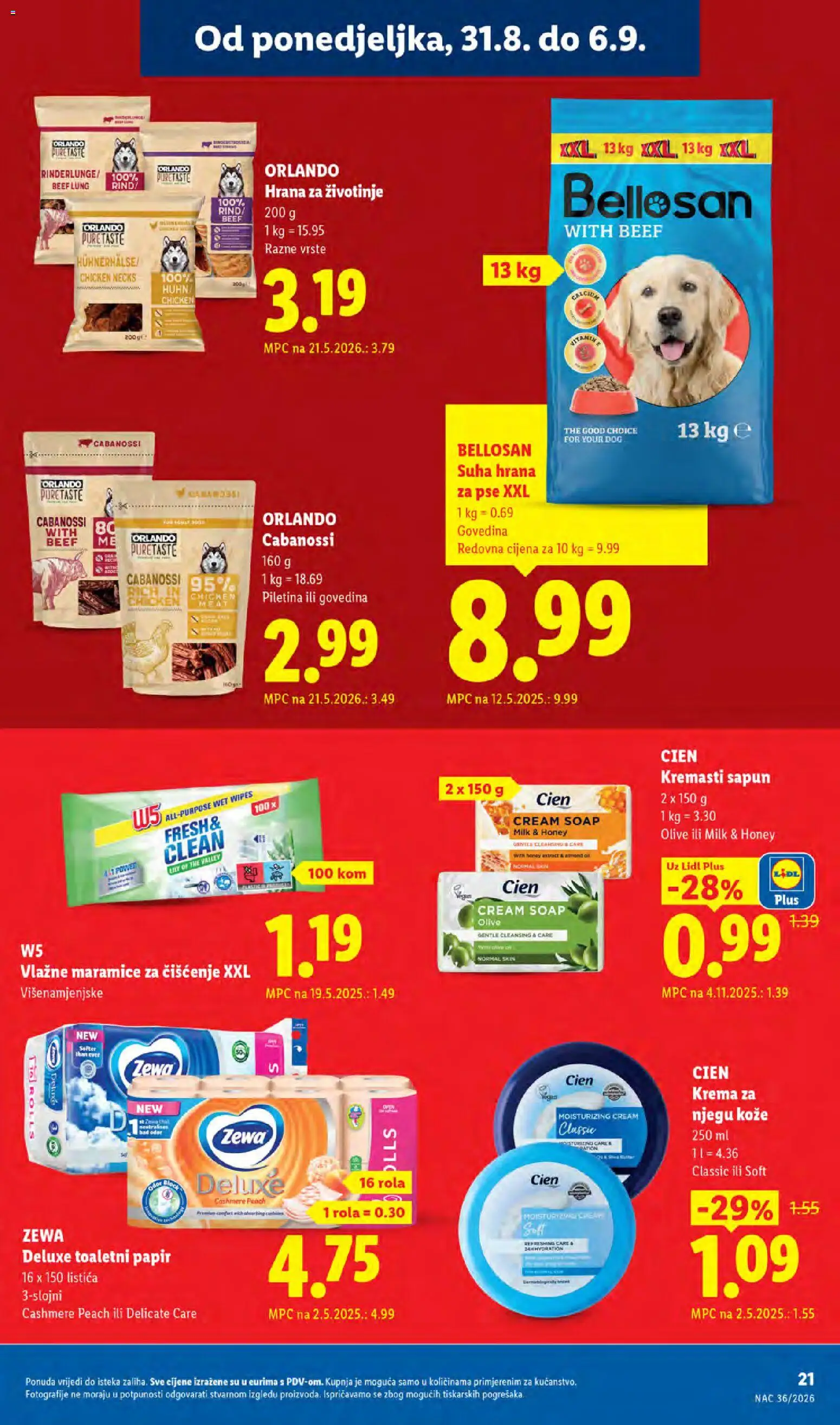Lidl katalog | vrijedi od 31.08.2026 | Stranica: 21 | Proizvodi: Vlažne maramice, Govedina, Krema, Sat