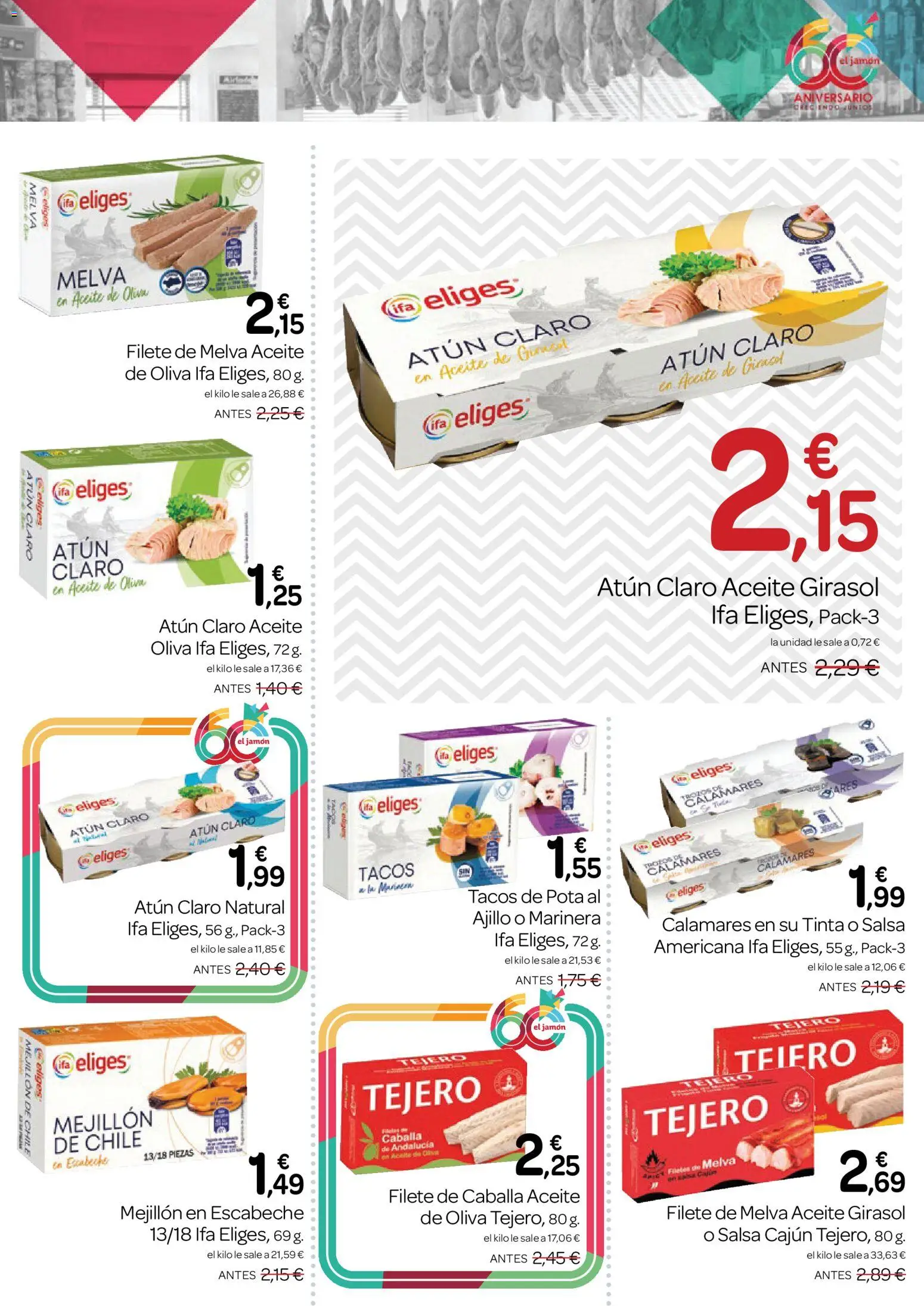 Supermercados El Jamón folleto │ válido desde el 27/08/2026 | Página: 17 | Productos: Calamares, Tacos, Aceite de girasol, Caballa