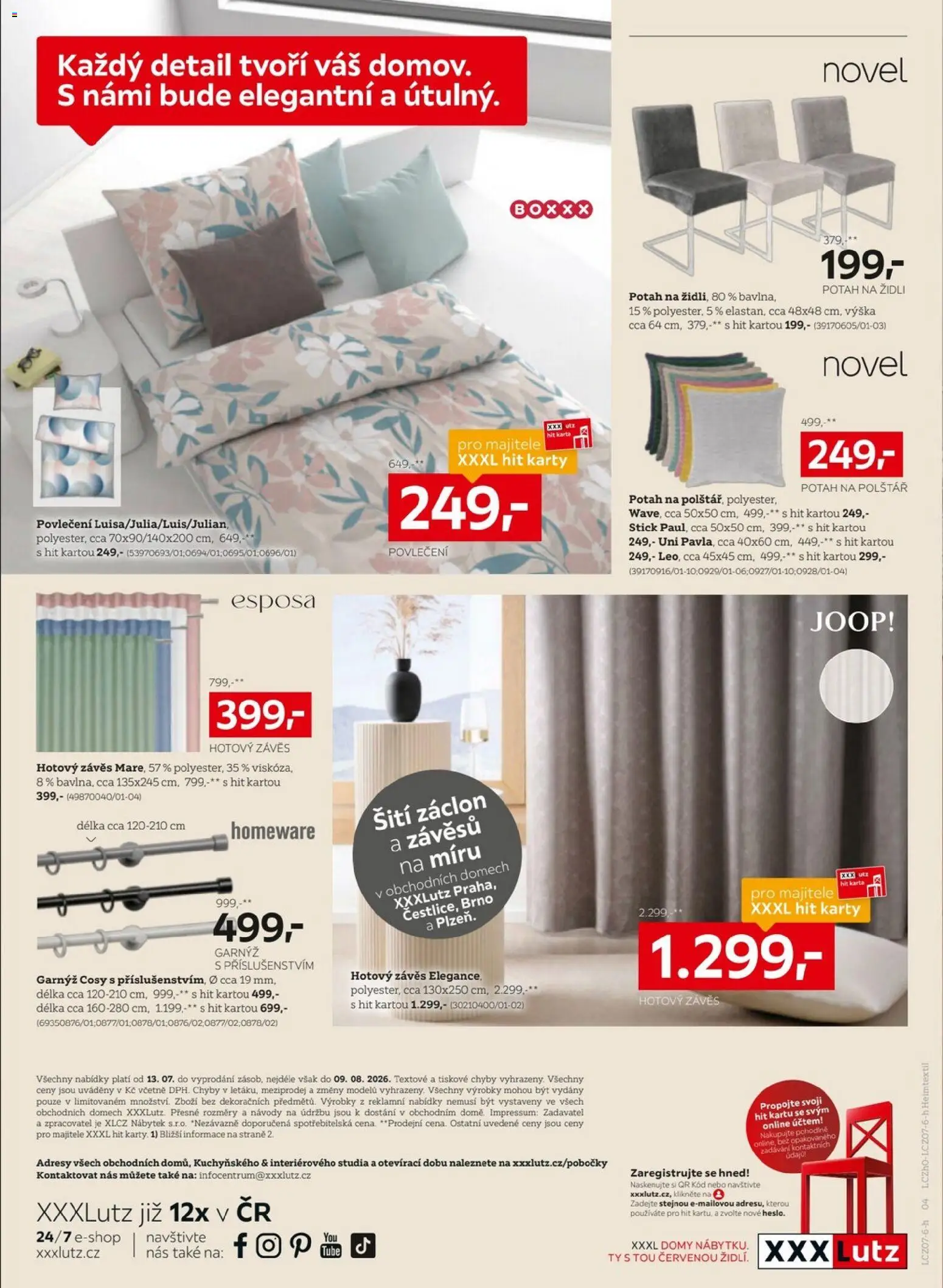 XXXLutz leták - Týdny bytového textilu od 13.07.2026 | Strana: 4 | Produkty: Povlečení, Nábytek, Potah na židli, Karty
